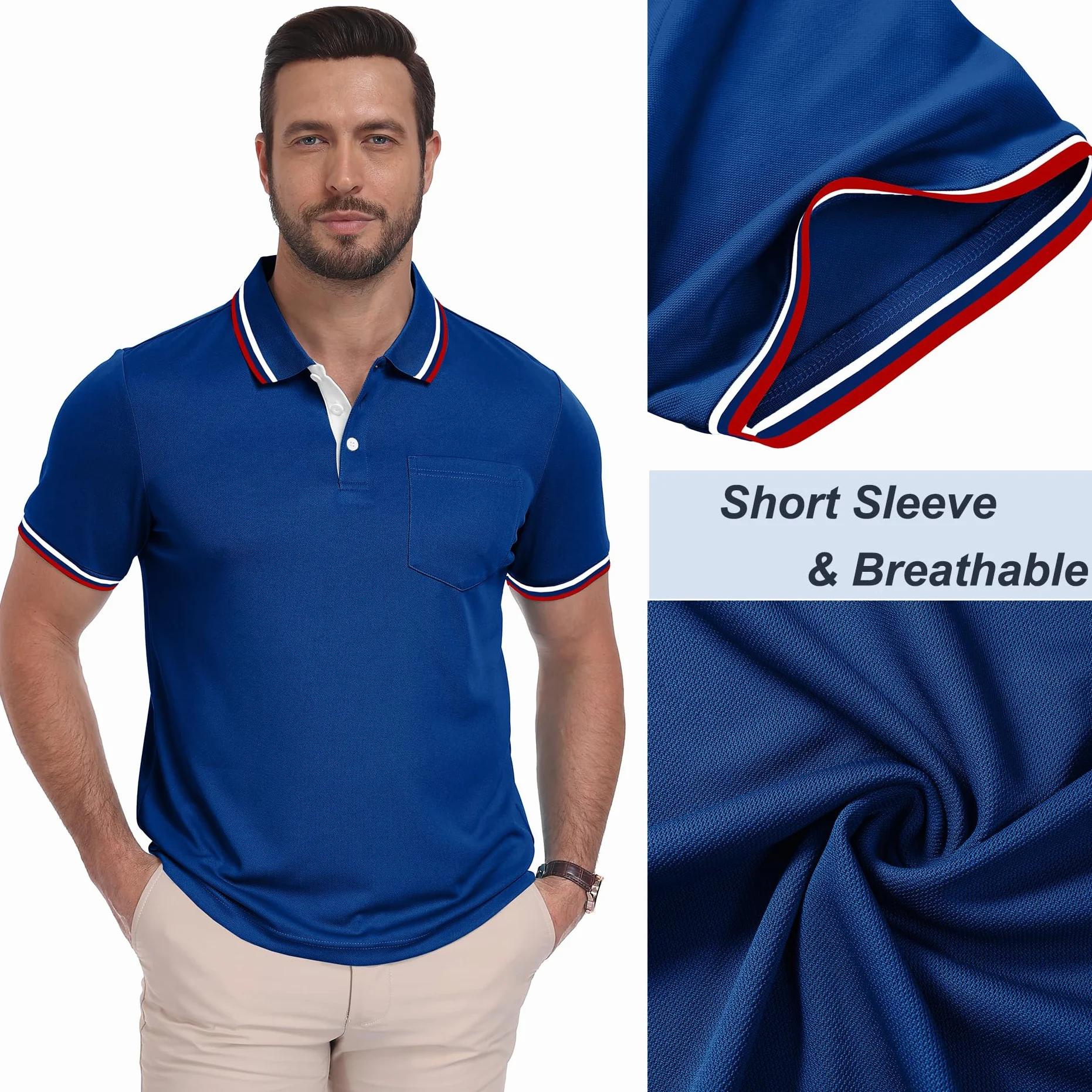 ZITY Polo Uomo Maniche Corte Pacco da 5 Magliette Leggera Traspirante T Shirt Primavera Estate Lavoro Vacanze
