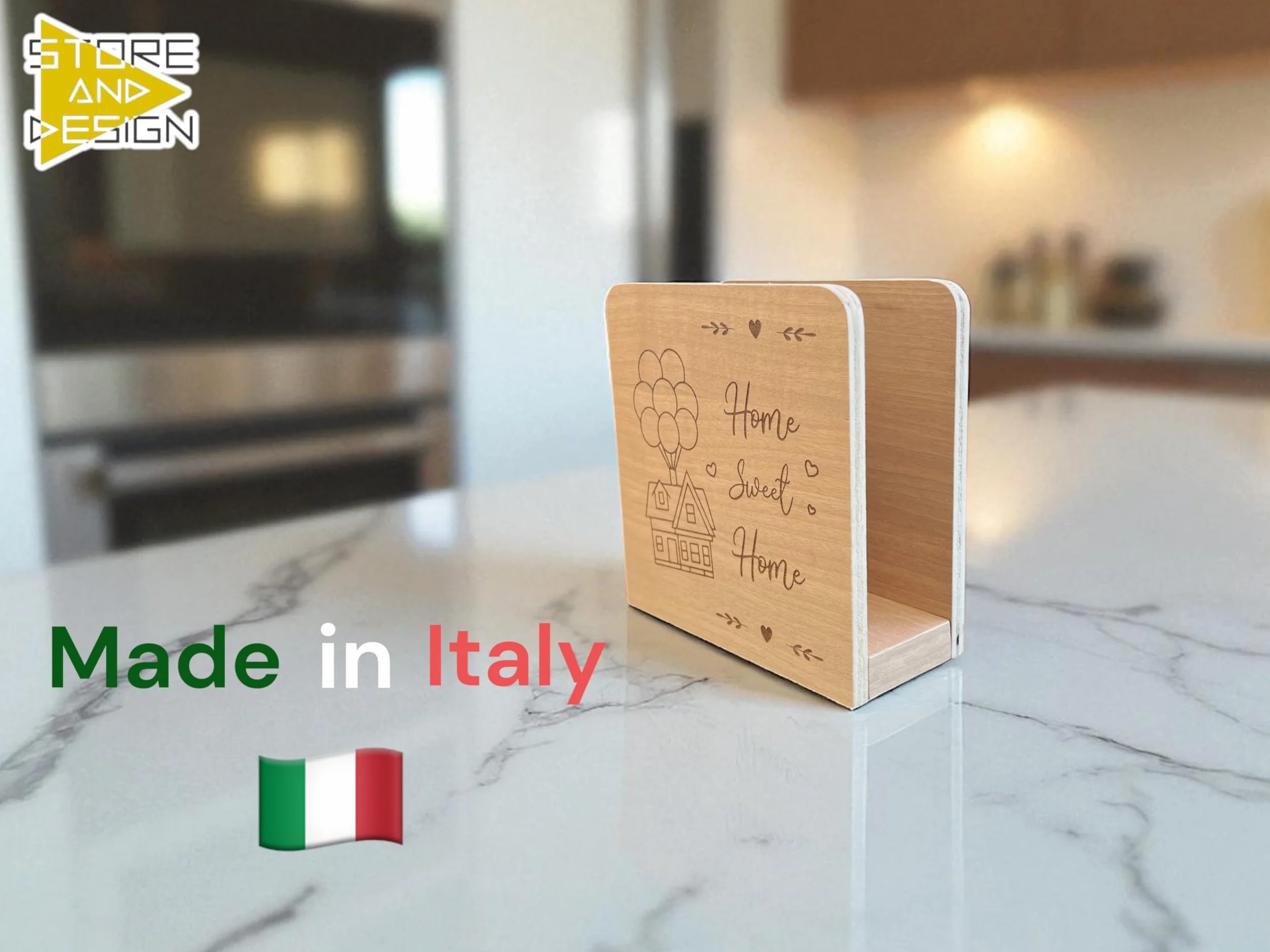 Portatovaglioli da tavola in legno design moderno Home Sweet Home idea regalo cucina nuova casa