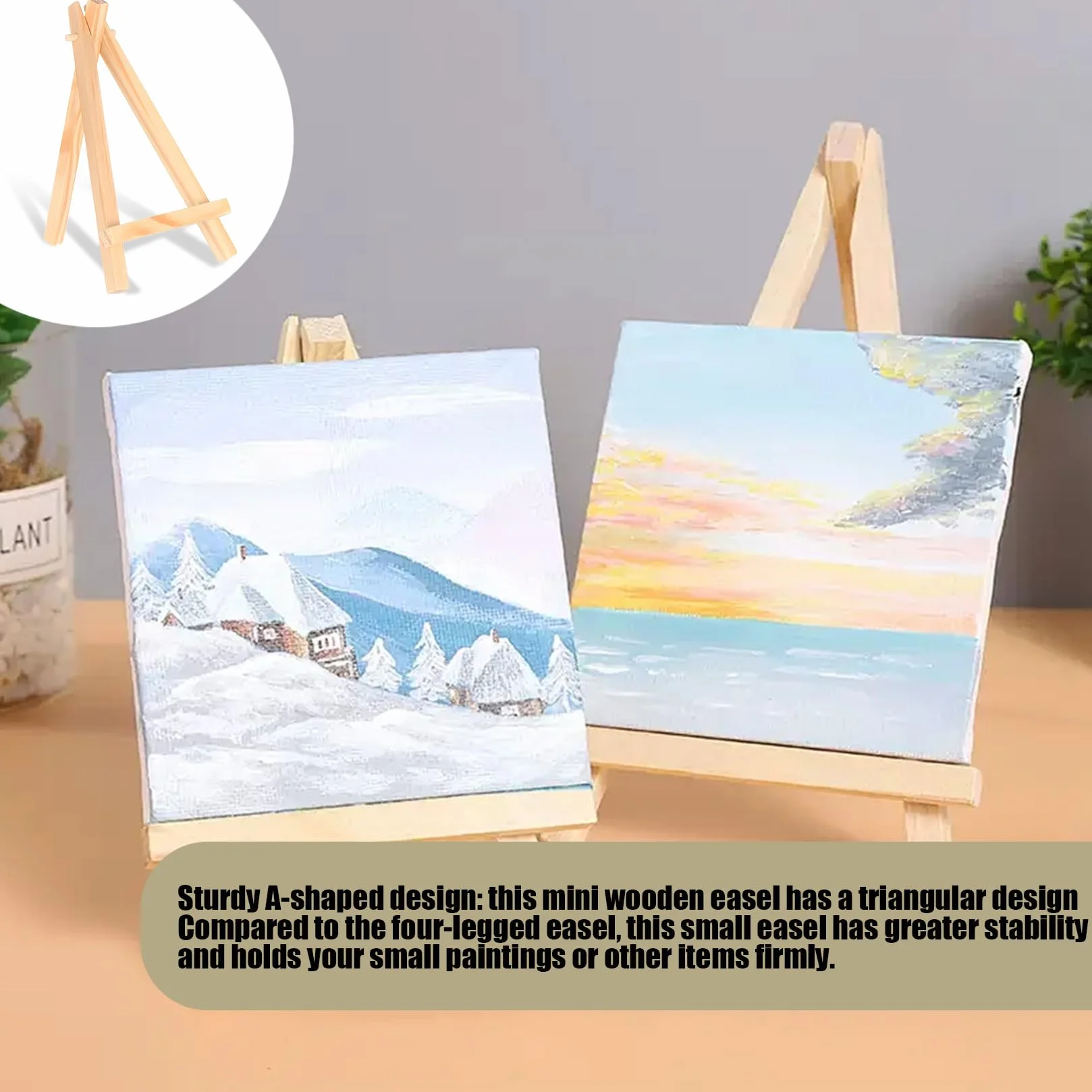 Cavalletto Pittura da Tavolo in Legno, Mini Cavalletto Portatile 15 x 8 cm Regolabile per Dipingere Quadri e Oggetti Decorativi