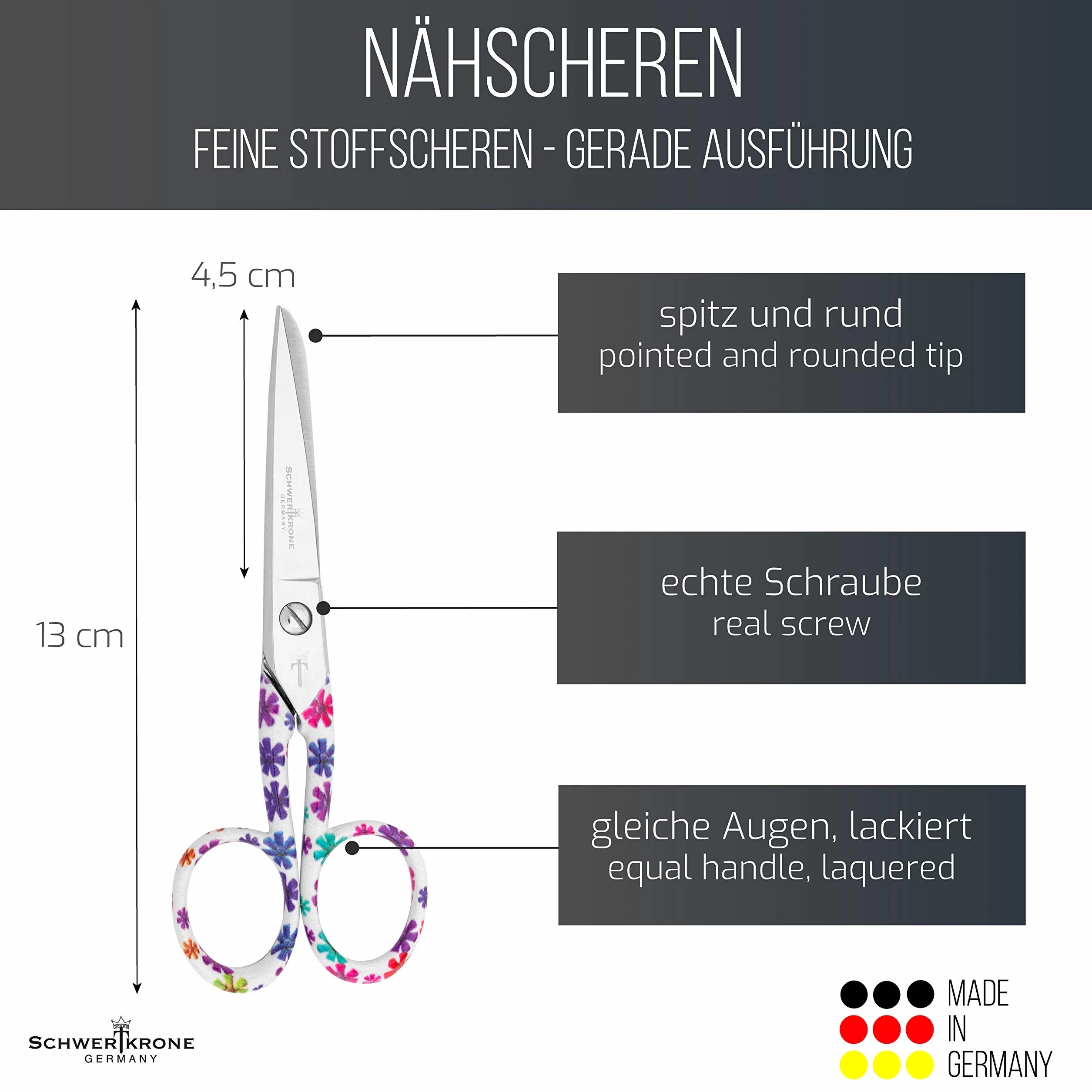 Schwertkrone Forbici da cucito professionale 5 pollici Made in Germany
