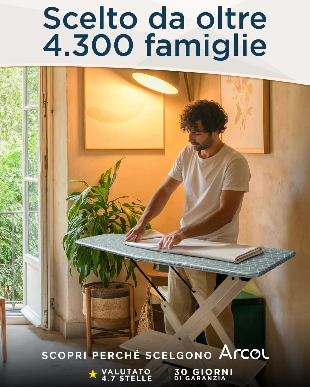 ARCOL Copriasse da Stiro ad Elastico Compatibile per Asse da Stiro Foppapedretti - Made in Italy - Ricambio Copertura asse da Stiro 100% Cotone - Telo asse da stiro (Copertina, Beige Cuori Bianchi)