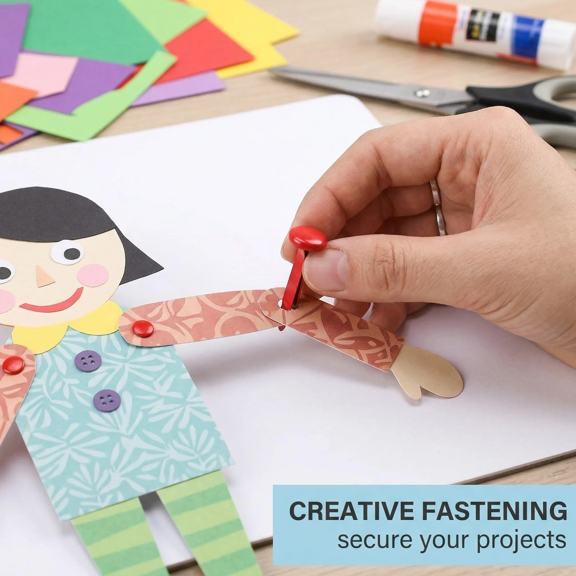 Fermacampioni Piccoli 100 Pezzi Colorati in Metallo per Scrapbooking DIY