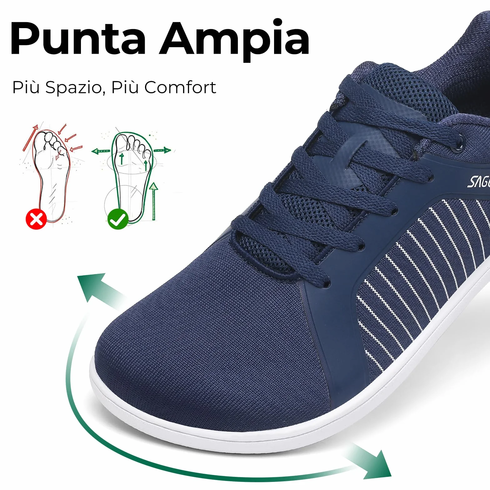 SAGUARO Scarpe Barefoot Uomo Punta Ampia Taglie 36-48