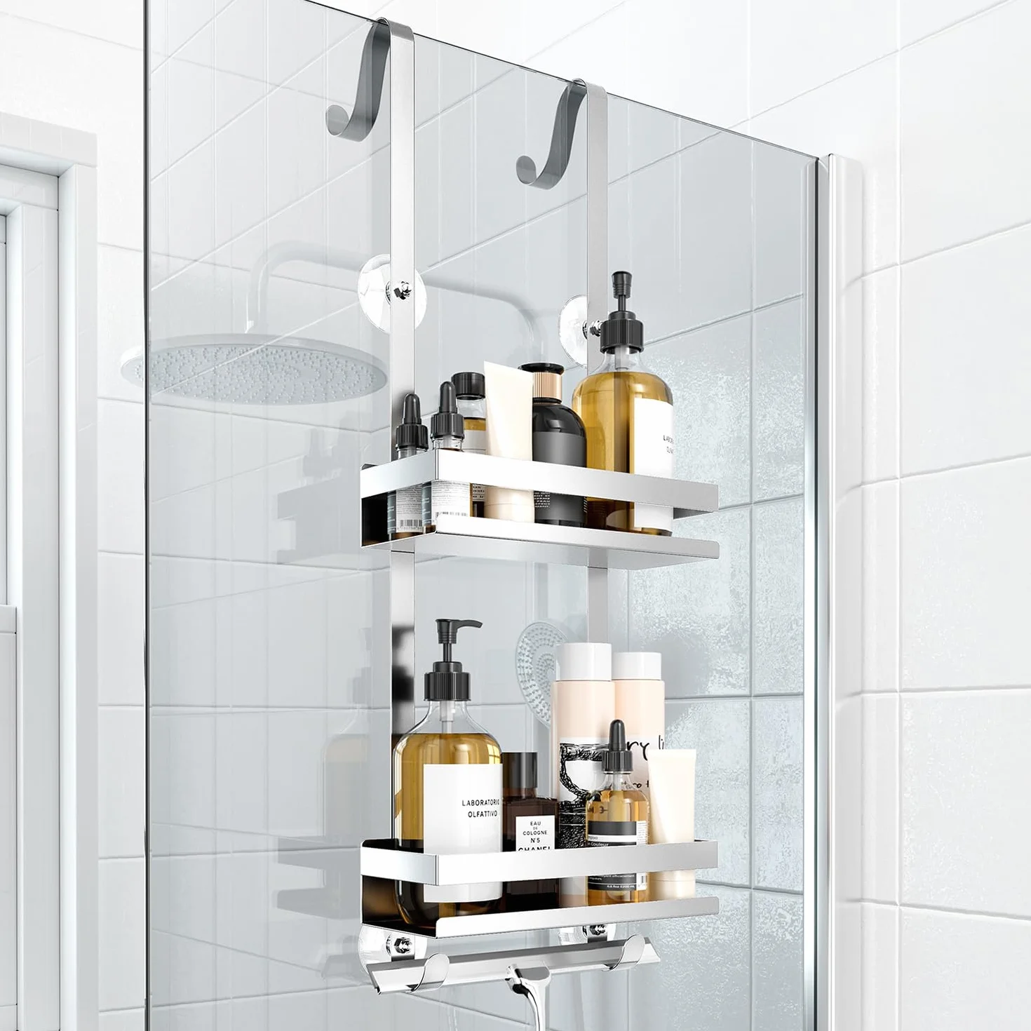 Mensola Doccia da Appendere Porta Shampoo Porta Sapone Senza Foratura Bagno
