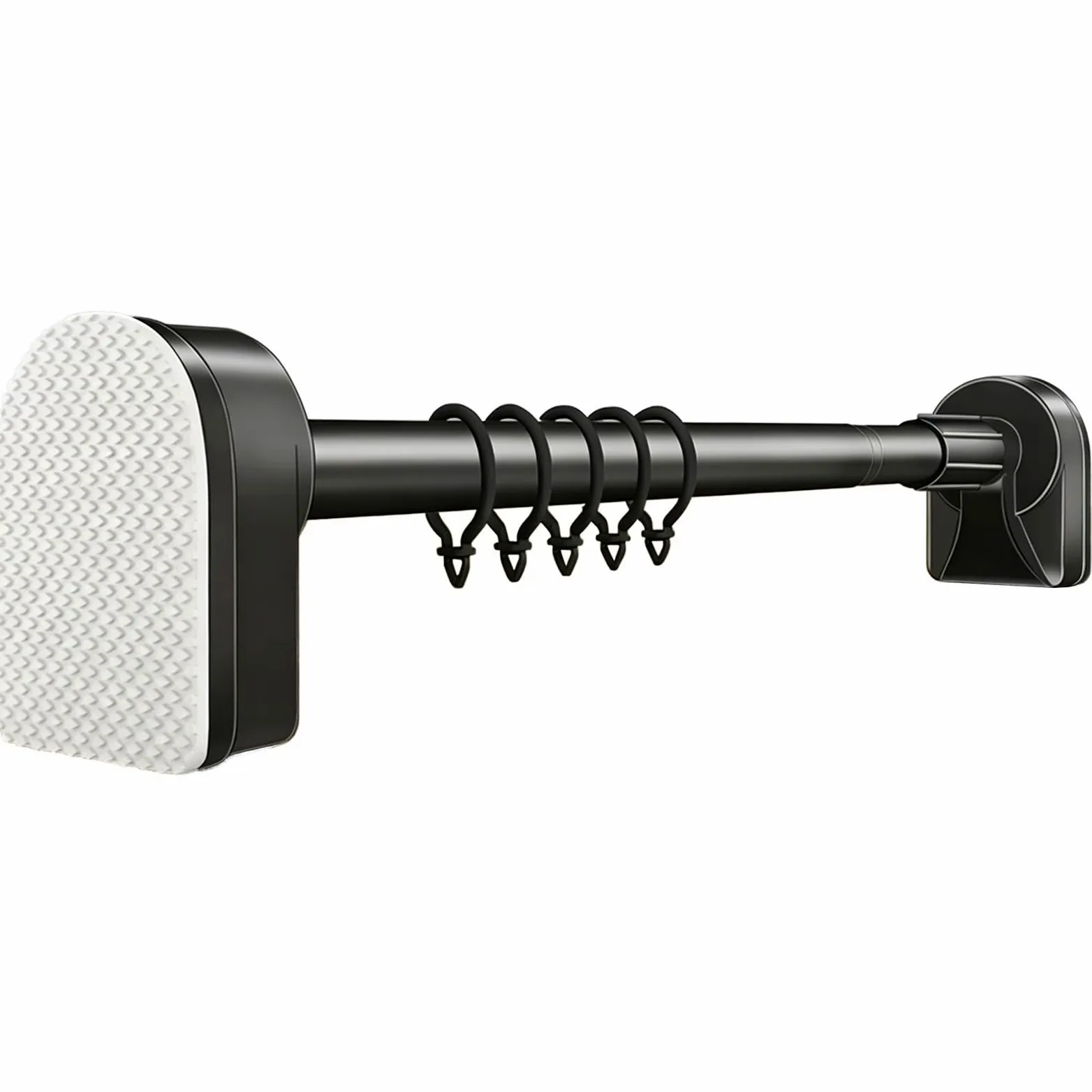 Bastone Tenda Doccia con 20 Anelli, da 50 a 520 cm, Bastone Tenda a Pressione in Acciaio Inox Antiruggine, Non Necessita di Foratura, Adatta a Finestre e Armadi(Black,210-310cm/83-122in)