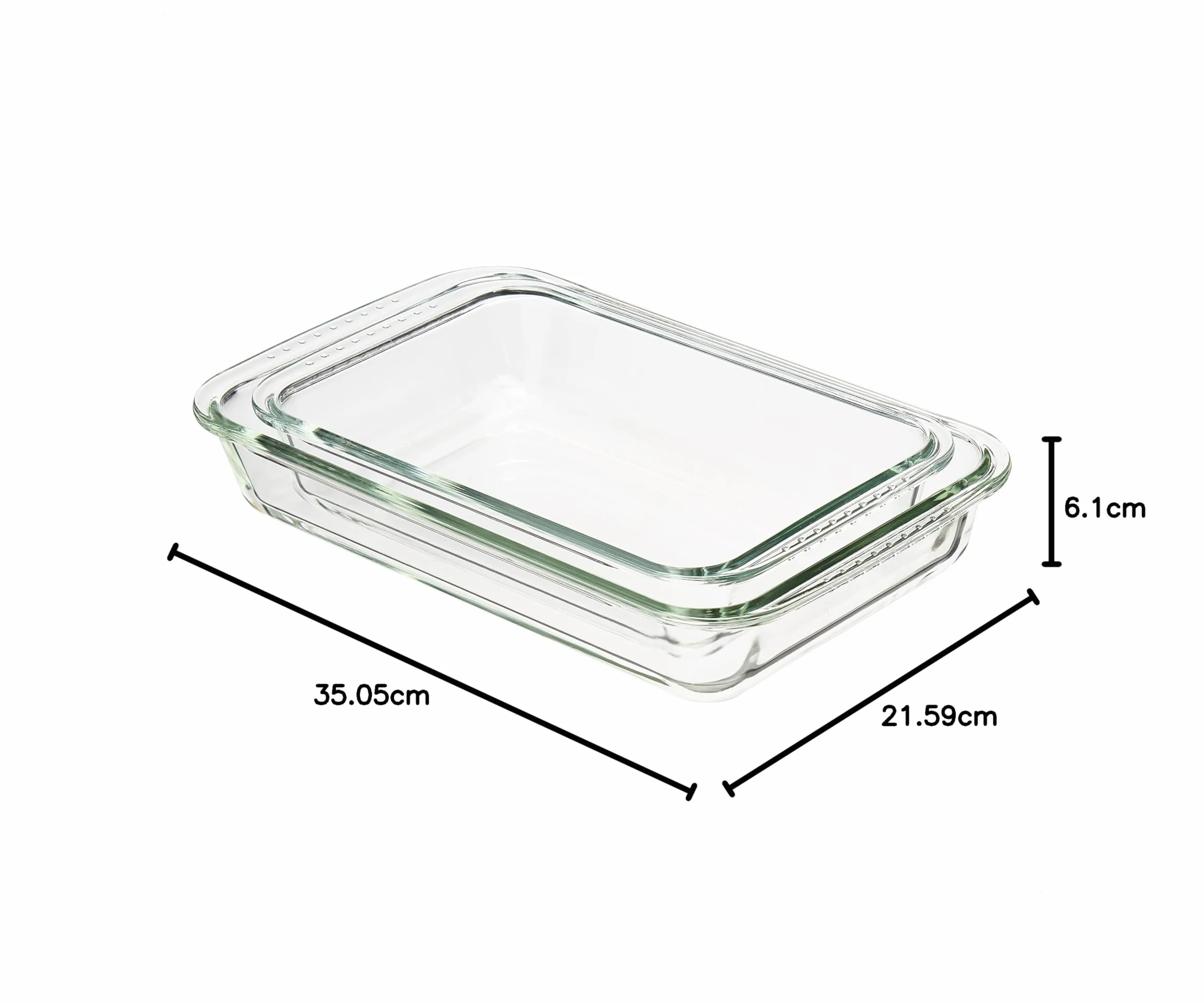 Amazon Basics Rettangolare Pirofile in vetro, set da 2 pezzi, 1 x 2,2 l, 1 x 3 l, Trasparente