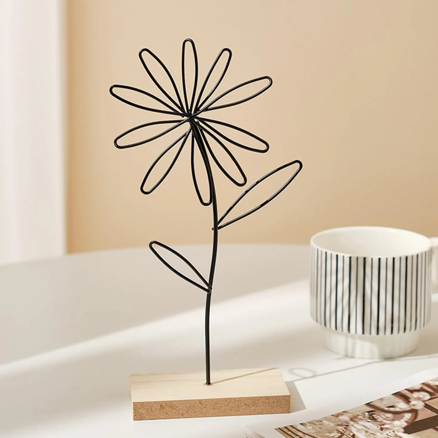 2 pezzi decorazione floreale in ferro battuto con pavimento in legno, semplice fiore in ferro battuto, adatto per camera da letto, soggiorno