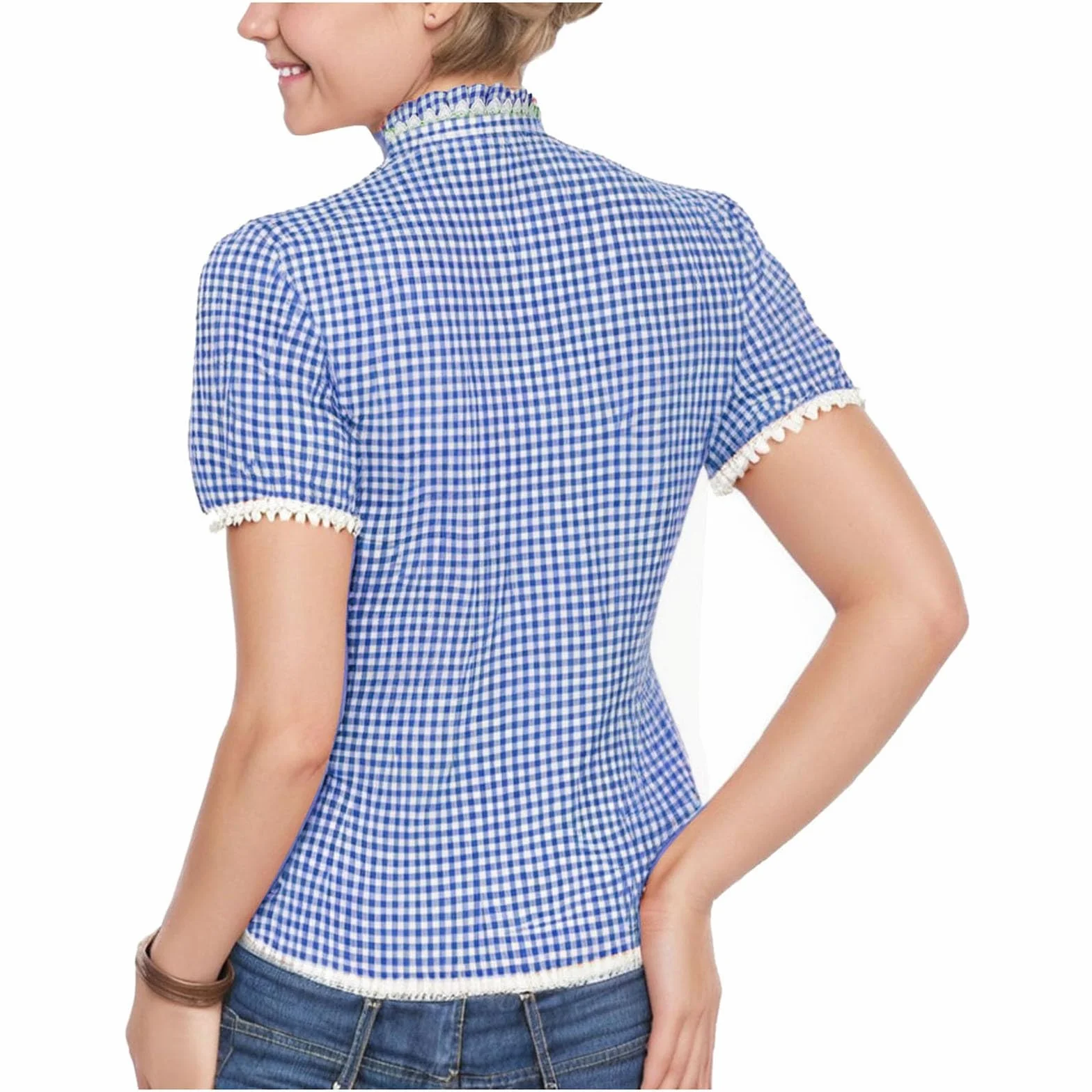 Dirndl Camicetta da Donna Oktoberfest a Mezza Manica Salopette Bavarese Camicie Tirolese Costume, Partito della Birra Clubwear Bavarese, per Halloween, Carnevale e Party Tradizionali