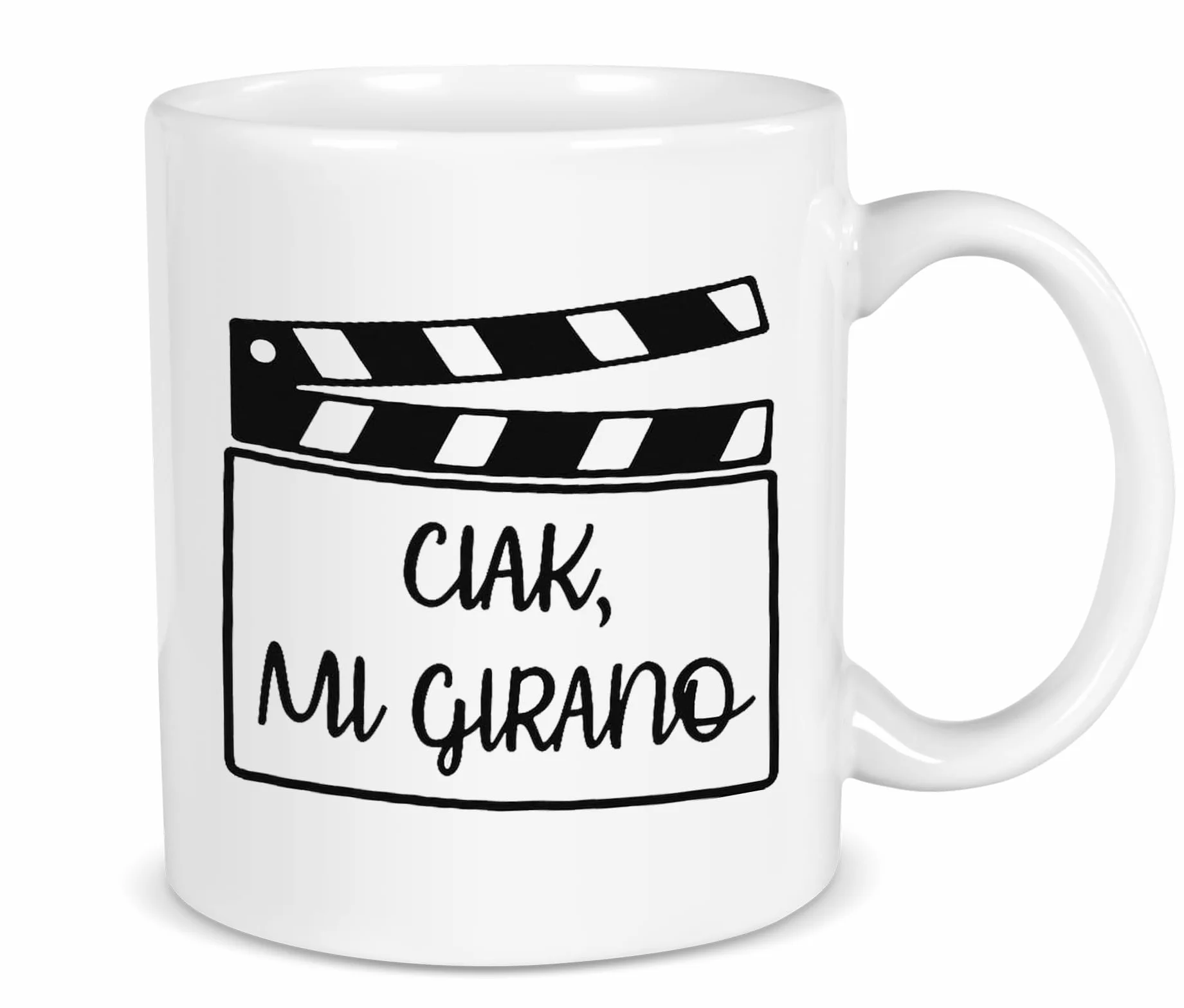 DEKORI Tazza in ceramica 350 ml con scritta Ciak mi girano – Idea regalo ironica per amanti del cinema