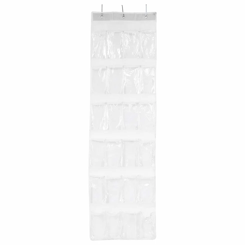 Organizer per Borse Trasparente da Appendere con 24 Tasche, Portaoggetti in Tessuto Non Tessuto Bianco 59,06 x 17,72 Pollici
