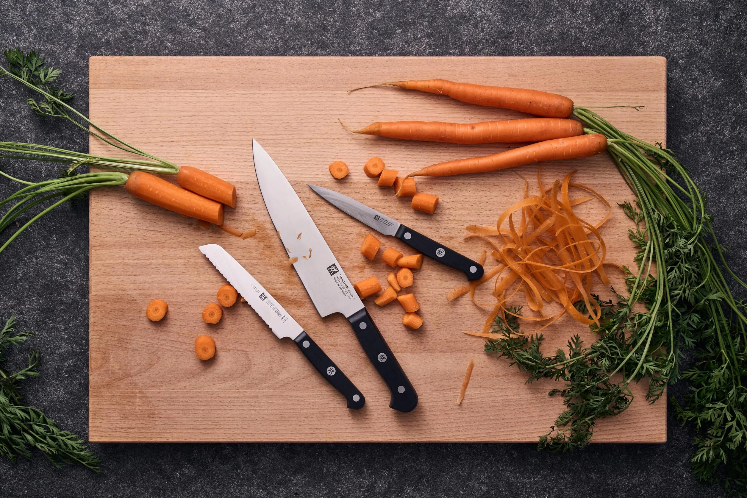ZWILLING Ceppo di Coltelli Autoaffilante, 7 Pezzi, Ceppo in Legno, Coltelli e Forbici in Acciaio Inox/Impugnature in Plastica, Gourmet