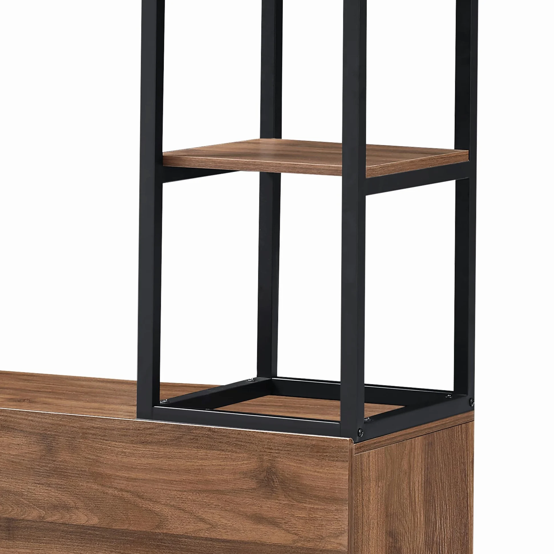 [en.casa] Armadio Aperto per Guardaroba Porta Abiti da Camera Appendiabiti da Terra 180 x 120 x 40 cm Mobile Organizzatore con Cassetti Ripiani e Asta Barra - Color Noce/Nero