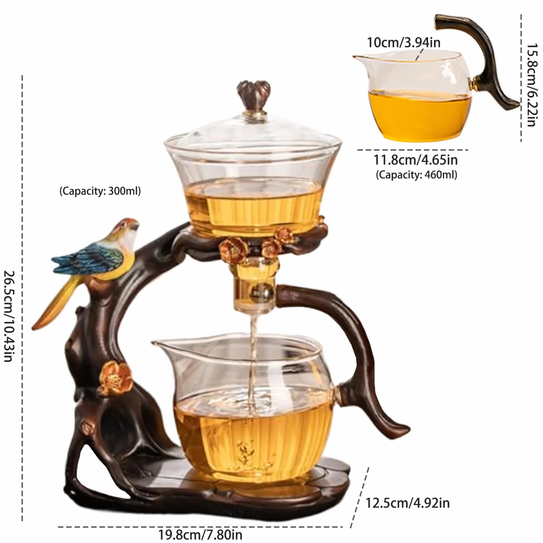 Teiera magnetica in vetro borosilicato alto con infuser 300 ml 460 ml set da tè semi-automatico