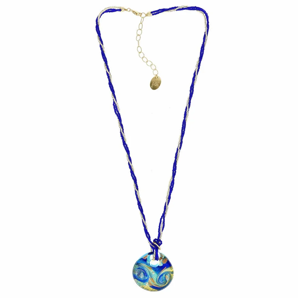 Collana Donna Medaglia Vetro Murano Argento 925 Gioiello Made in Italy