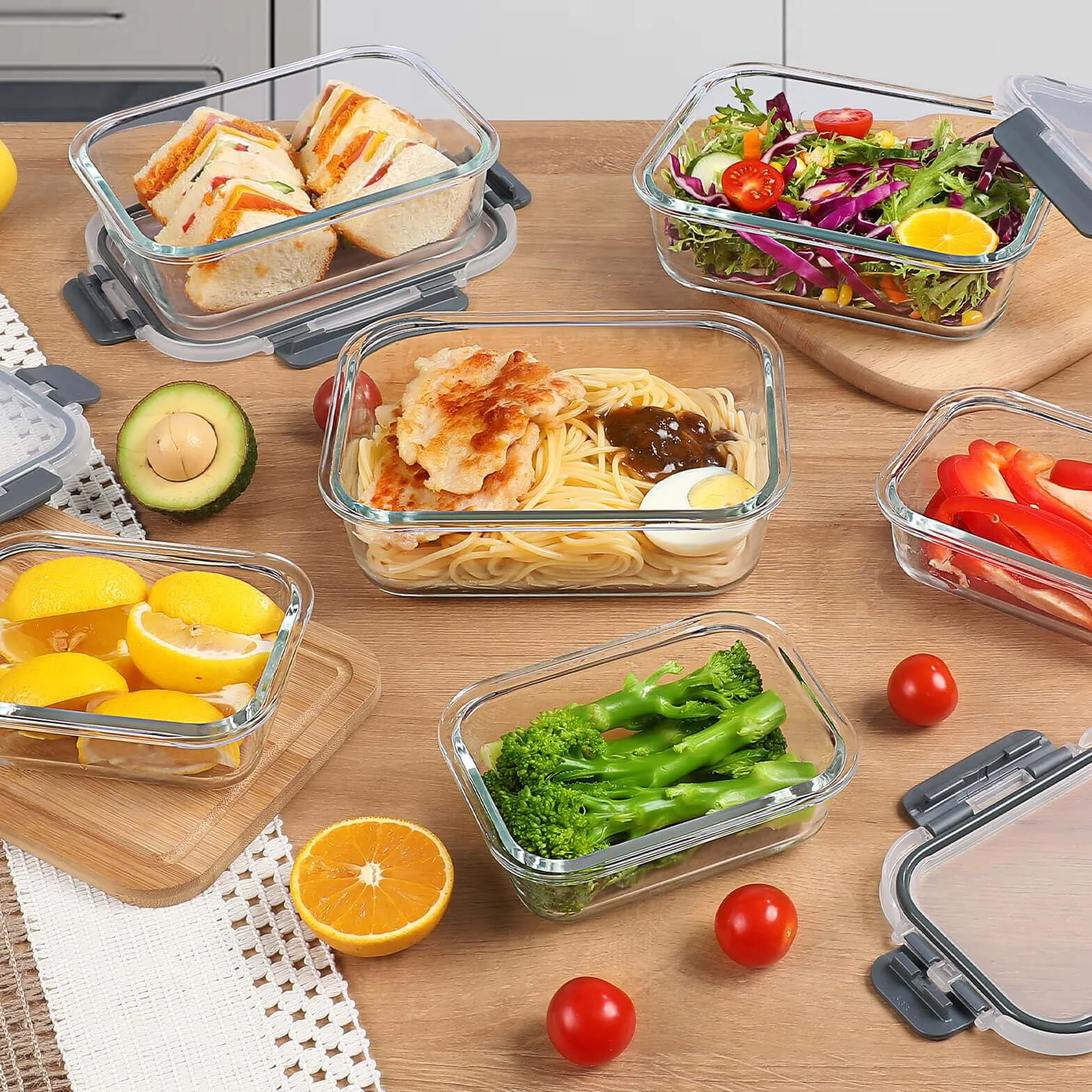 YASHE Set di 12 Contenitori Vetro per Alimenti con Coperchi Ermetici