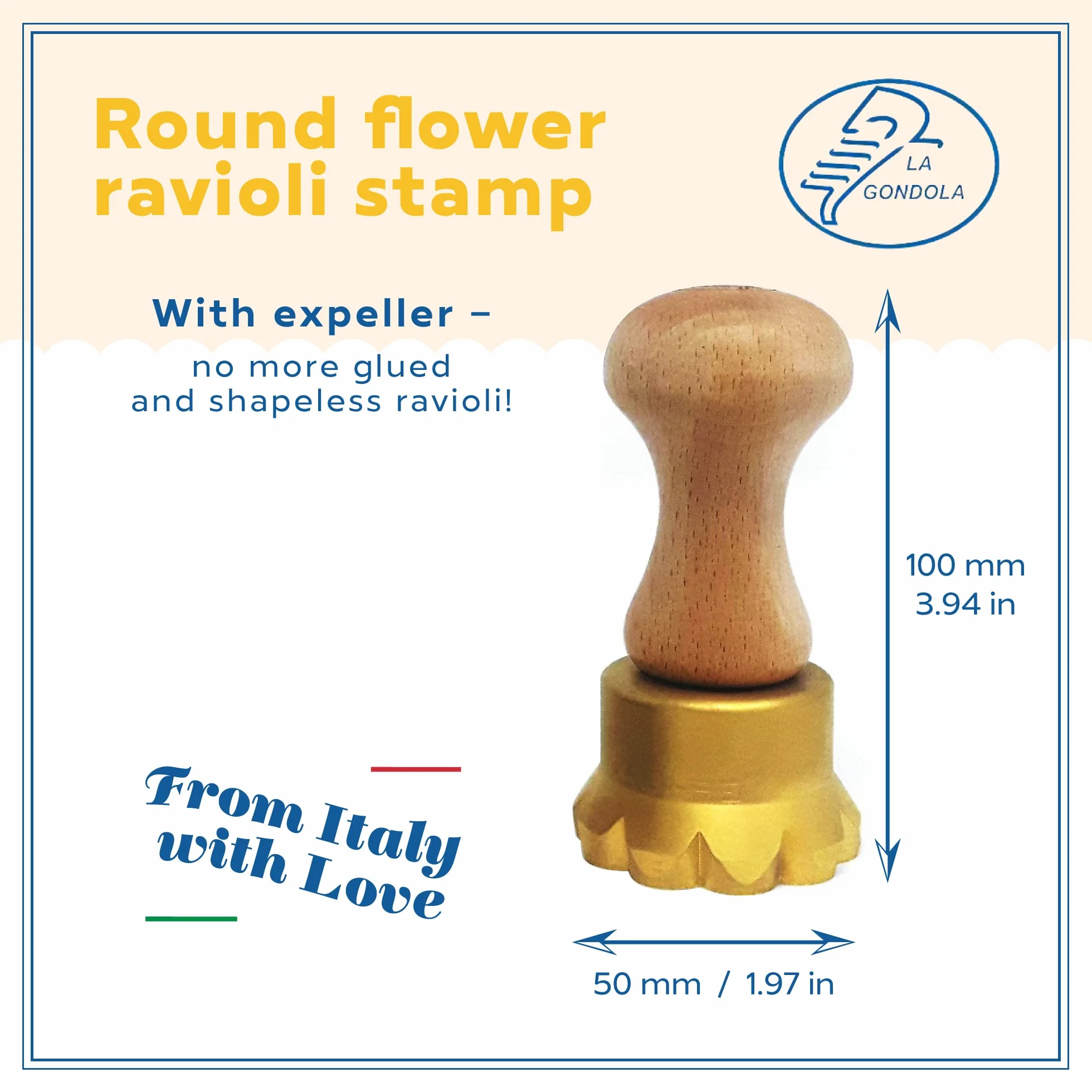 Stampo Tondo a Fiore Diametro 50 mm Ottone e Legno Made in Italy