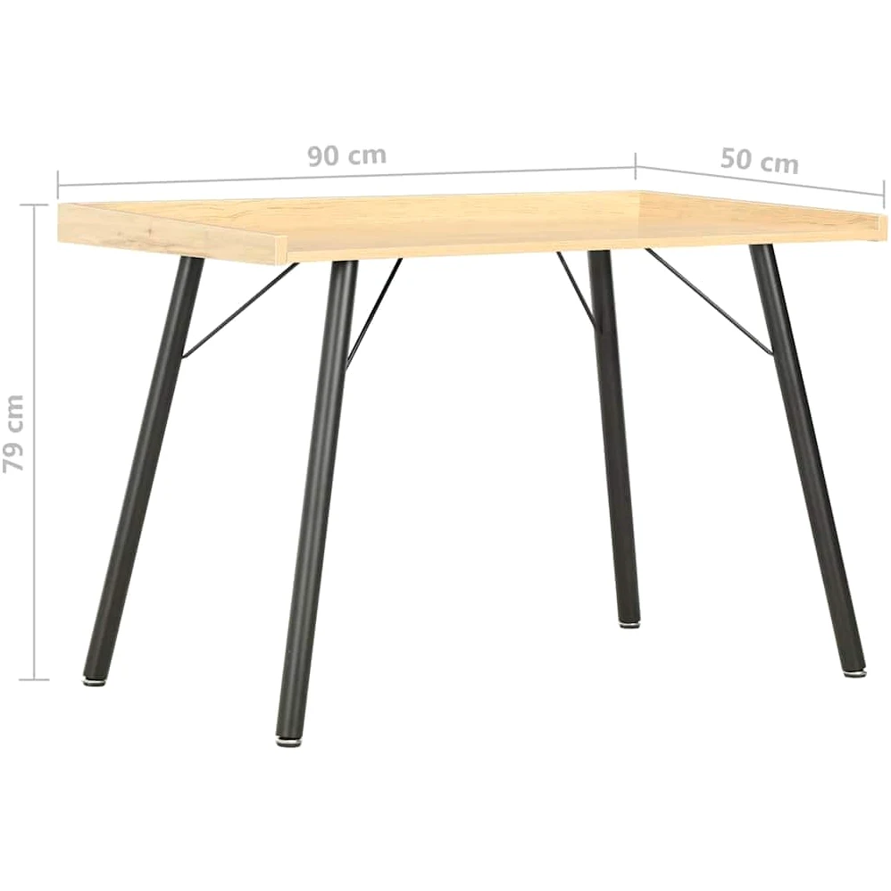 Scrivania effetto rovere, 90 x 50 x 79 cm, compatta per computer con gambe in metallo, moderna scrivania da lavoro per casa, ufficio, studio, colore: nero