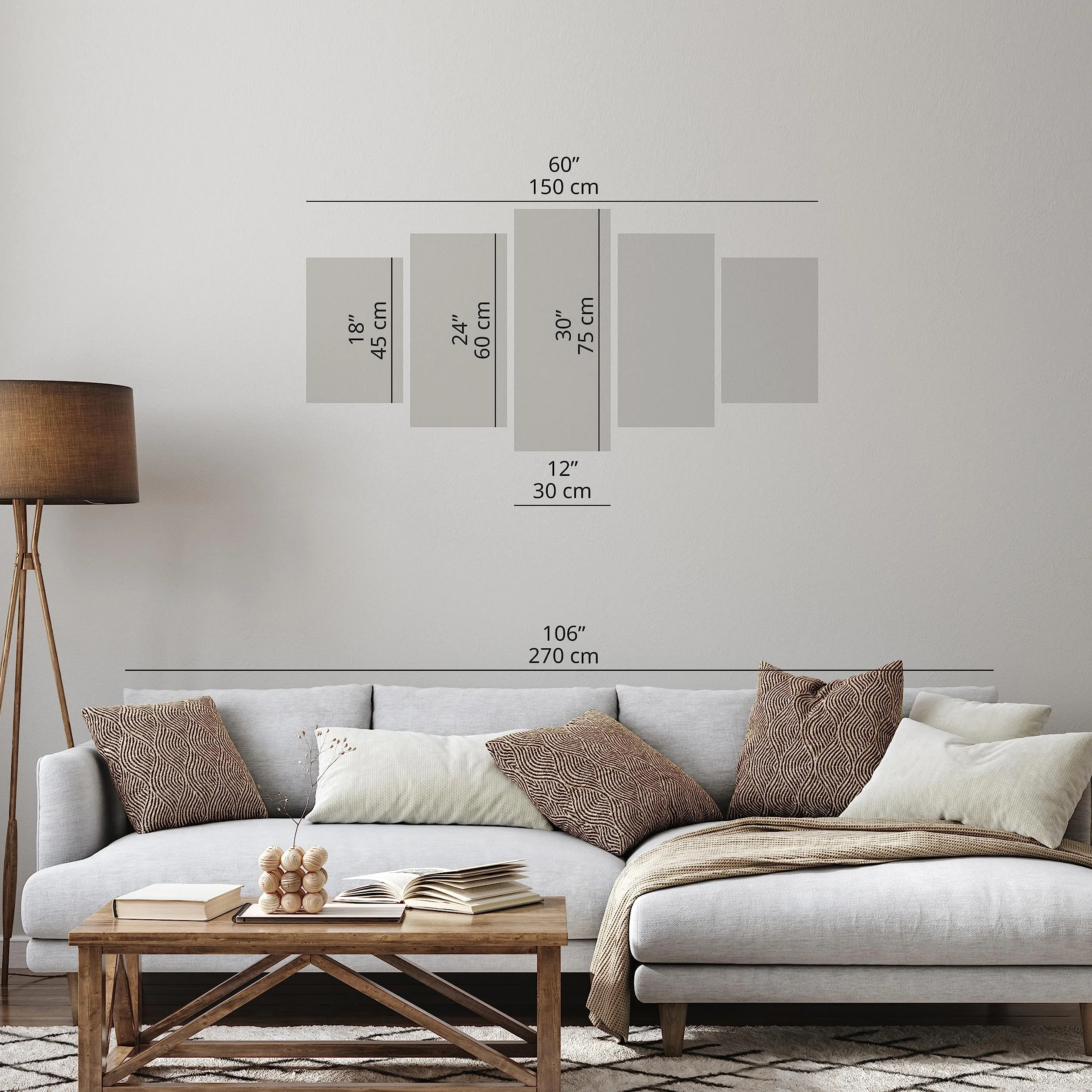 B&D XXL - Quadro Fiori Giglio 150x75 cm 5 pezzi Stampa su tela con Struttura - Quadri Moderni Soggiorno Grandi - Pannelli Decorativi per Pareti Decorazione da parete - Astratto Natura b-A-0297-b-n