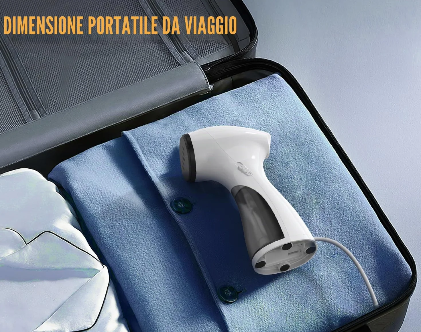Ferro da Stiro Verticale 1600W, 25g/min Vapore Portatile 3 in 1 Stiratore Verticale con 150ml Caldaia Rimovibile, 30s Riscaldamento Rapido, Ferro da Stiro a Vapore per i Viaggi, Casa, Bianco