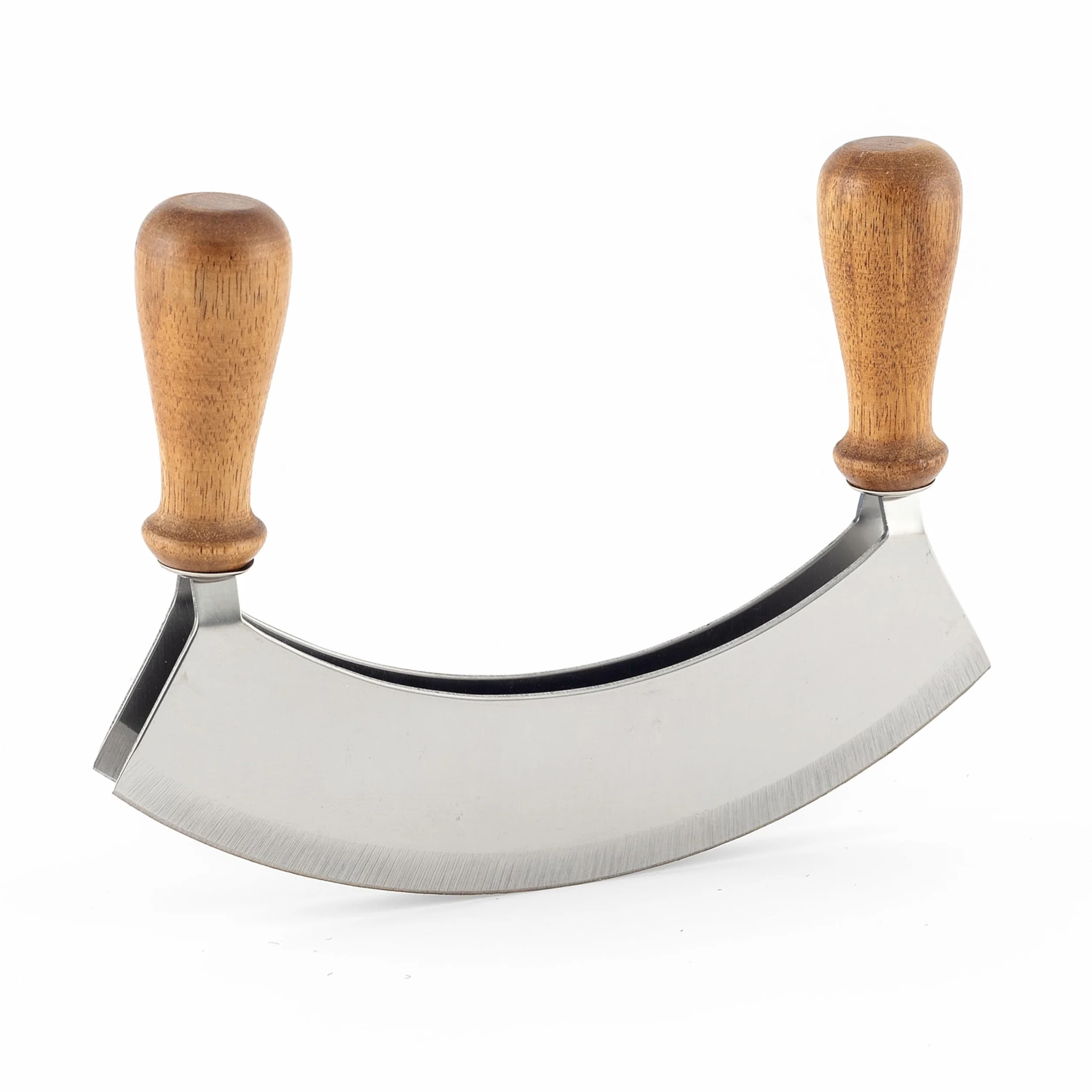 Hanseküche Coltello per erbe aromatiche, tritatutto, doppio gambo, 17,5 cm, acciaio speciale, lama da cucina per tritare finemente e tagliare le erbe (tritatutto)