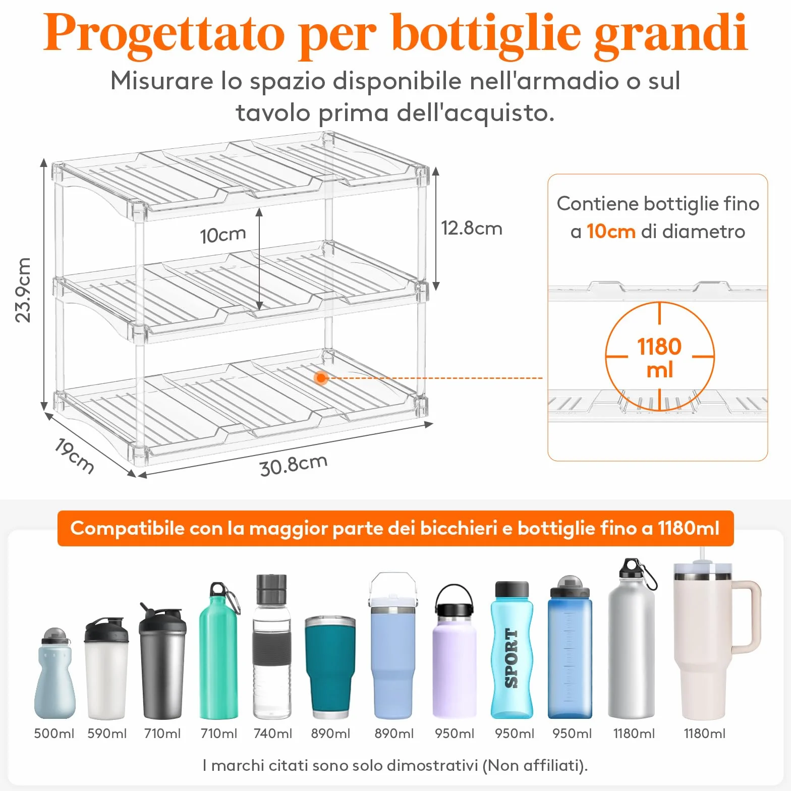 Lifewit Organizer Impilabile per Bottiglie 3 Ripiani 9 Bottiglie Plastica Cucina