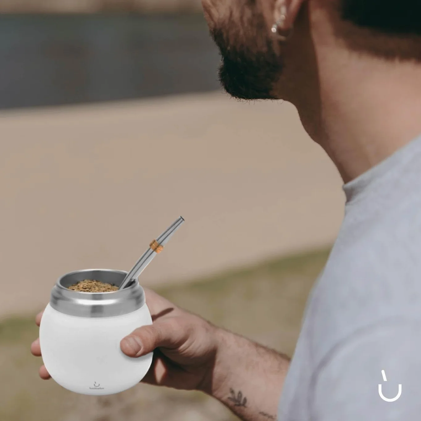 BALIBETOV Mate Argentino Kit Yerba Mate Tazza Acciaio Inossidabile Doppia Parete Termica Bombilla Bianco