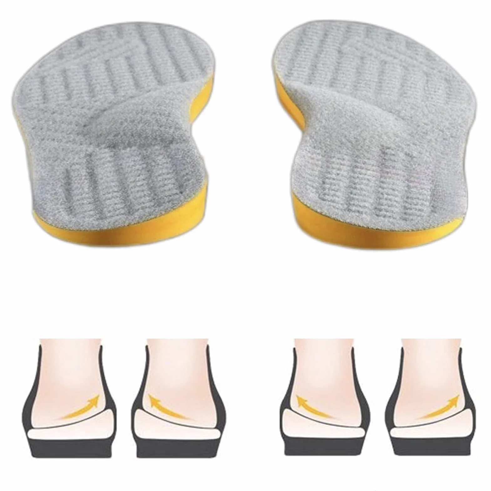 Goofort Solette ortopediche per correggere la postura, 4 in 1, in gel, per donne e uomini, fascite plantare, pronazione, piedi piatti, supporto per arco alto, metatarsalgia X/O, valgo, varo