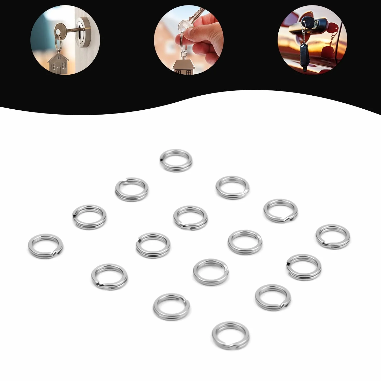 30 Pezzi Anelli Divisibili, 8 mm Portachiavi in Acciaio Inossidabile Anelli Portachiavi Anelli di Salto Divisi per Creazione di Gioielli Attacco Per Chiavi Della Macchina