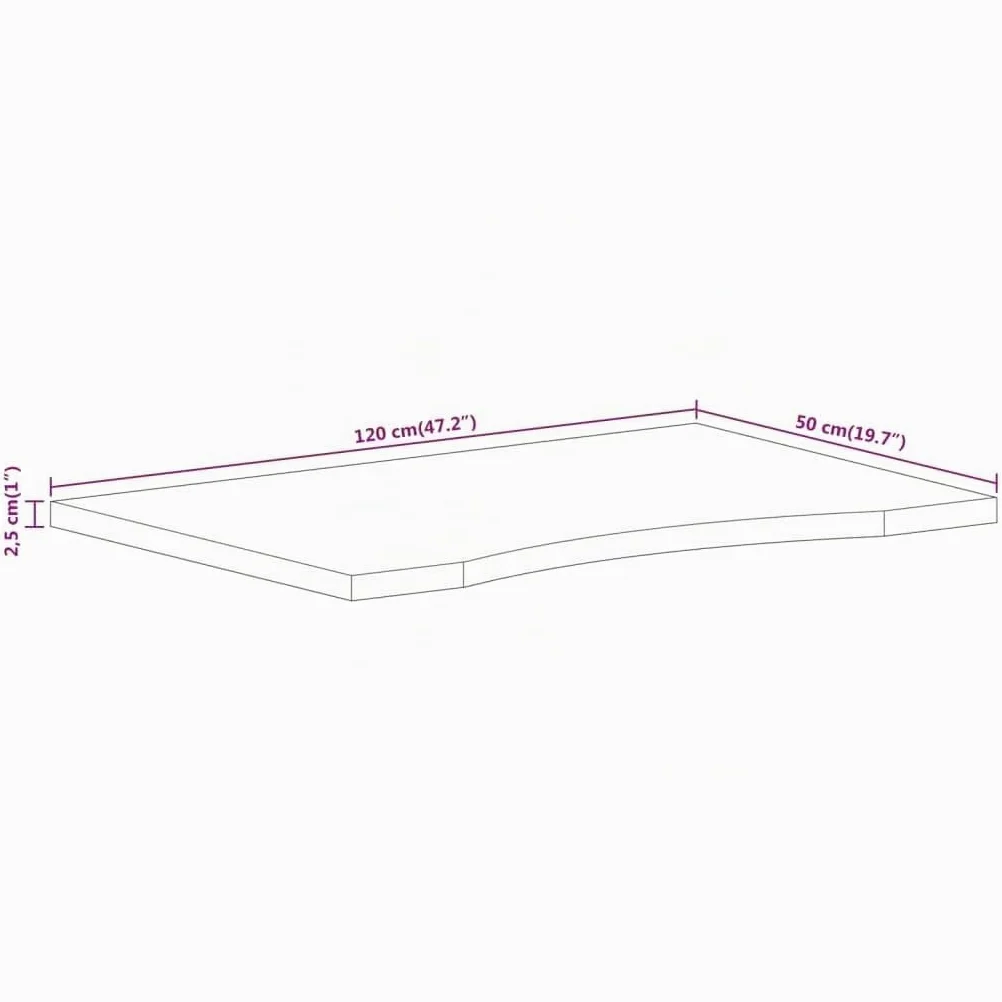 vidaXL Piano Scrivania con Curva 120x50x2,5cm Massello Grezzo di Mango