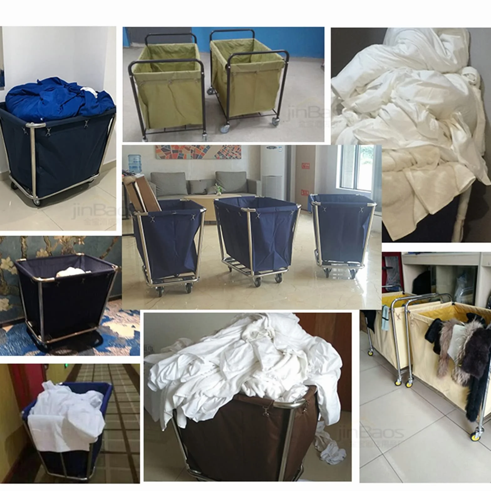 Carrello per lavanderia industriale – Carrello per biancheria da hotel resistente per scuole, uffici, hotel – grande carrello per pulizie