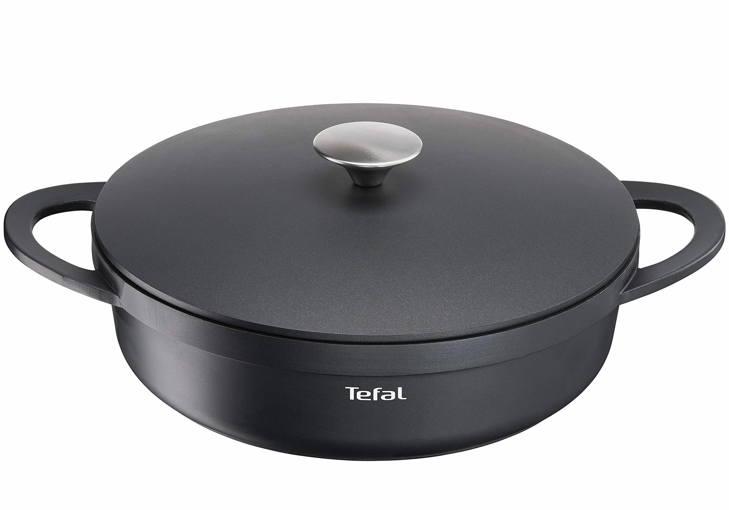Tefal Trattoria E21872 Padella con Coperchio in ghisa, Alluminio, Nero
