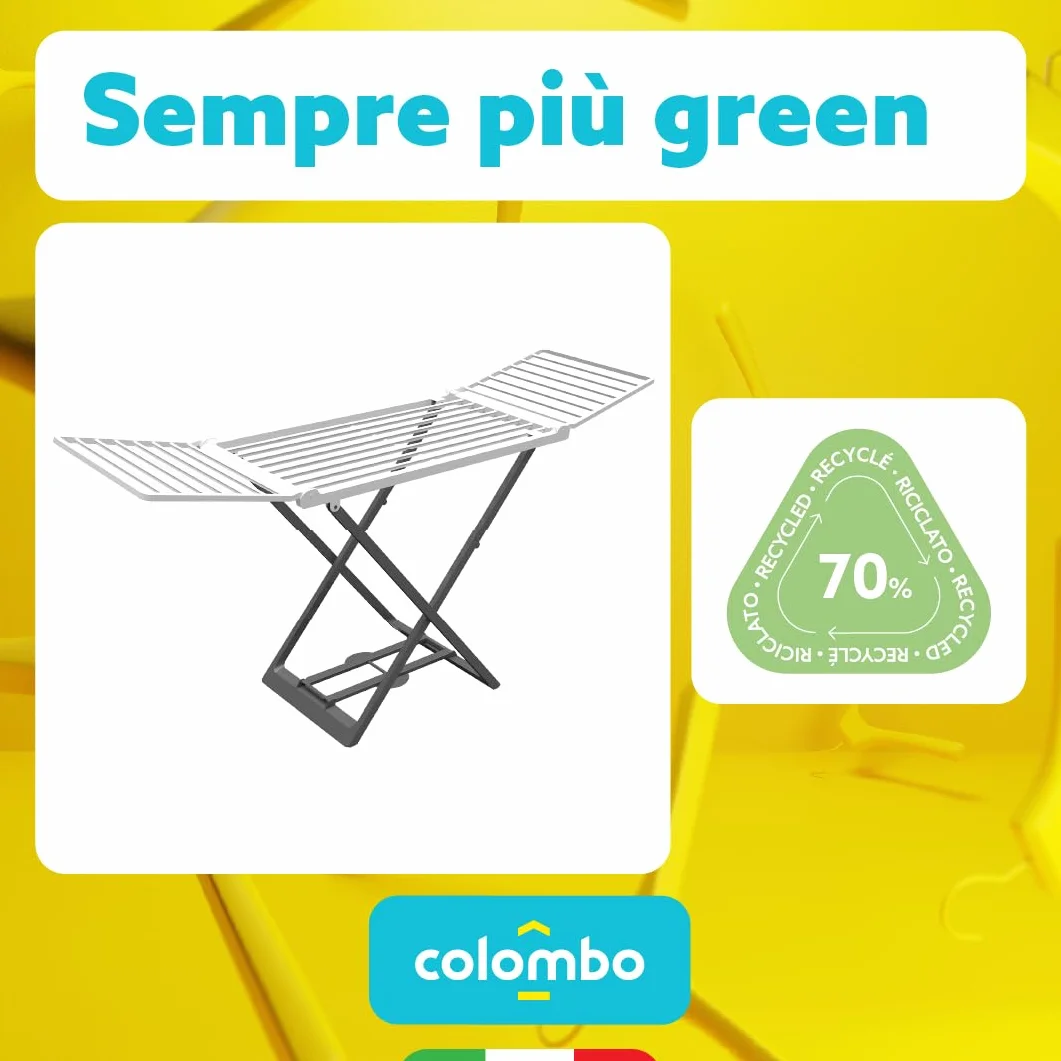 Colombo Stendino da Terra Marino | Stendibiancheria da Pavimento in Resina da Interno ed Esterno, Ali Estensibili, 20 Metri di Stenditura, Made in Italy