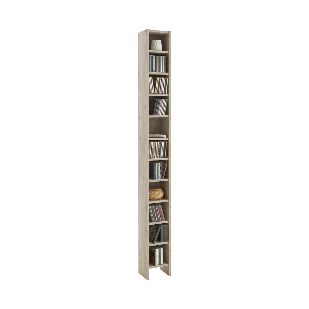 13Casa - Music A6 - Porta cd. Dim: 19,5x16,5x185 h cm. Col: Rovere chiaro. Mat: Nobilitato.