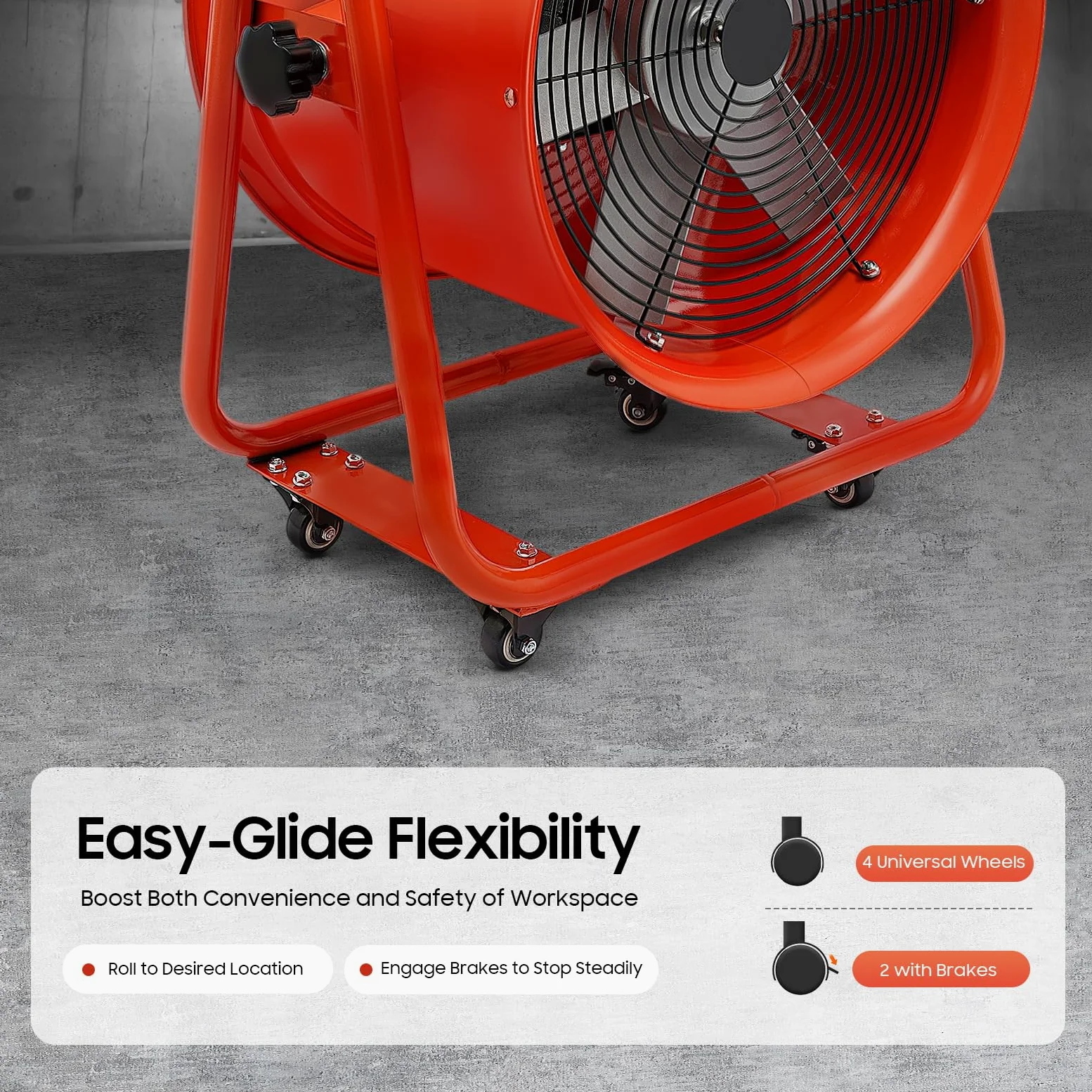 Ventilatore a tamburo, 1100 W, 2800 giri/min, 280 Pa, movimento ad alta velocità, 13600 m³/h, ventilatore industriale portatile, ventilatore elettrico