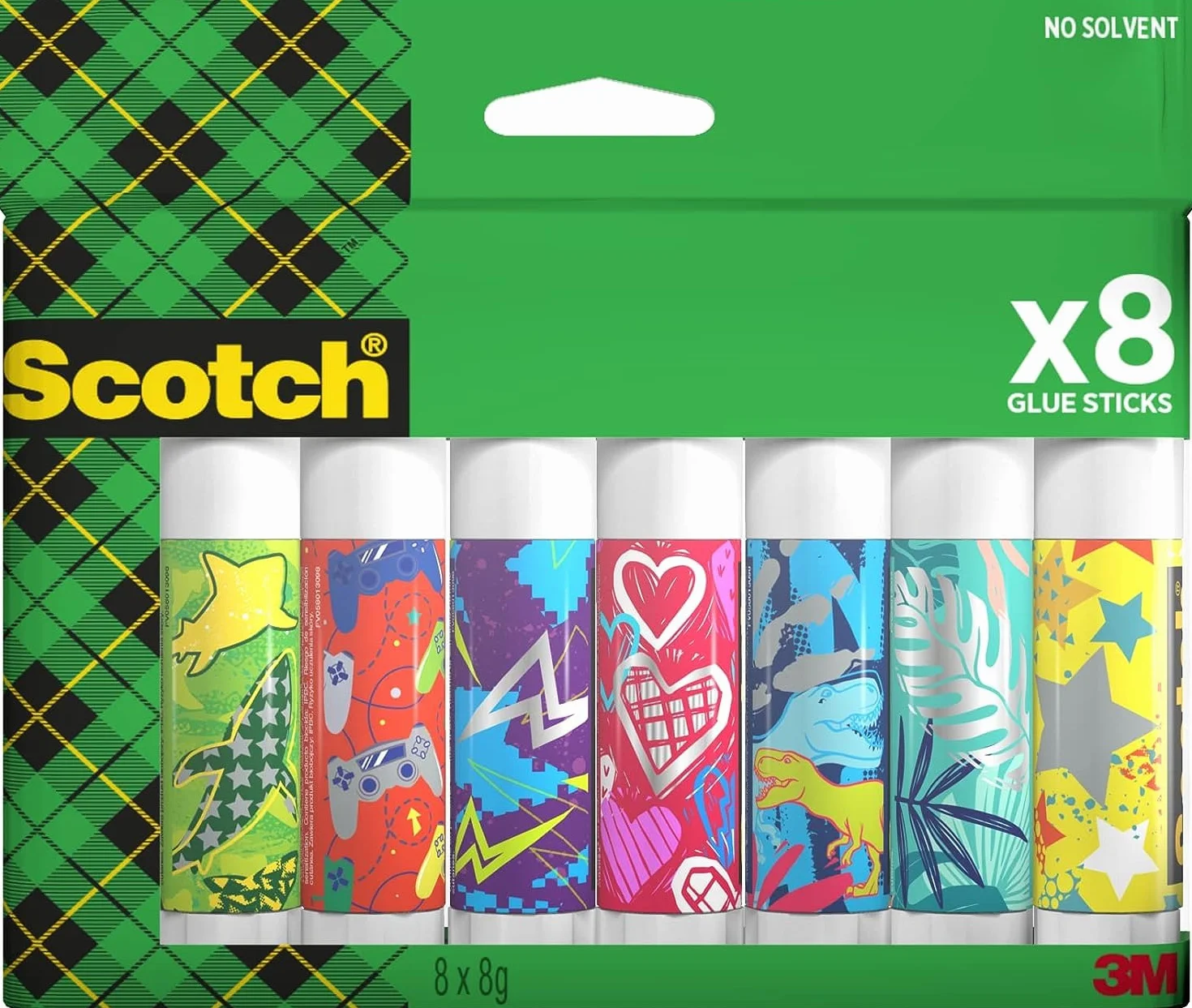 Scotch Colla Stick per la Scuola Elementare, Scuola Media, Asilo e Ufficio, Set di Tubetti di Colla Stick per Bambini, Confezione di Colla Adesiva Grande da 8pz x 8 gr
