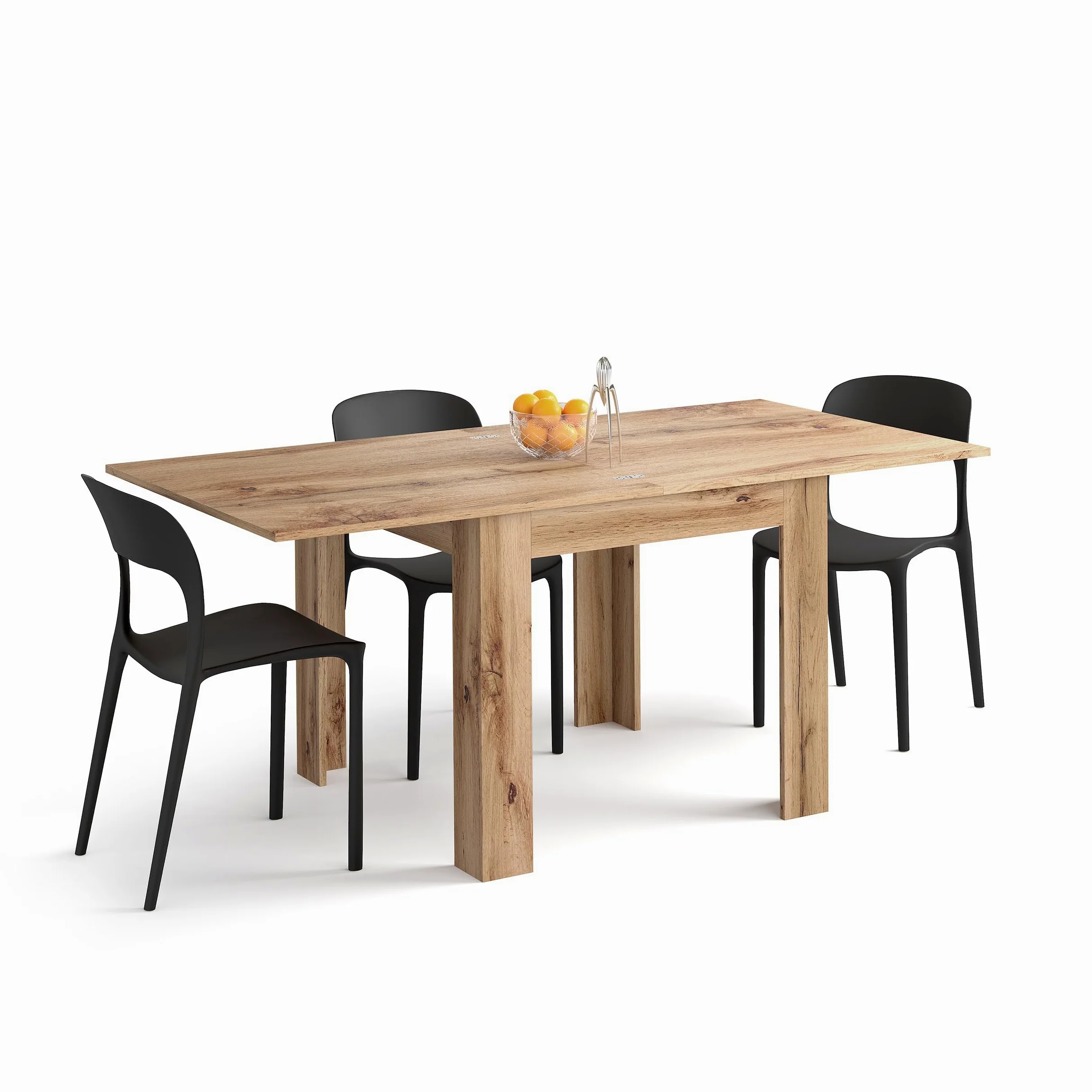 Mobili Fiver, Tavolo Quadrato Allungabile a libro Eldorado, 90x(180) x90 cm, Rovere Rustico, per 4-8 persone, Tavolo Cucina, Made in Italy