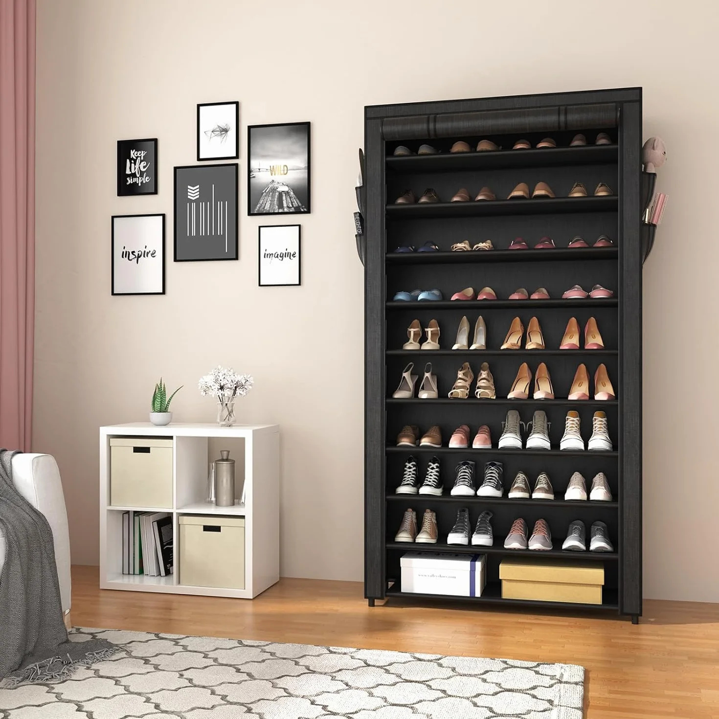 Vicye Scarpiera di Tessuto 11 Ripiani, Scaffale Portascarpe con Copertura, per Scarpe da Ginnastica, Tacchi Alti