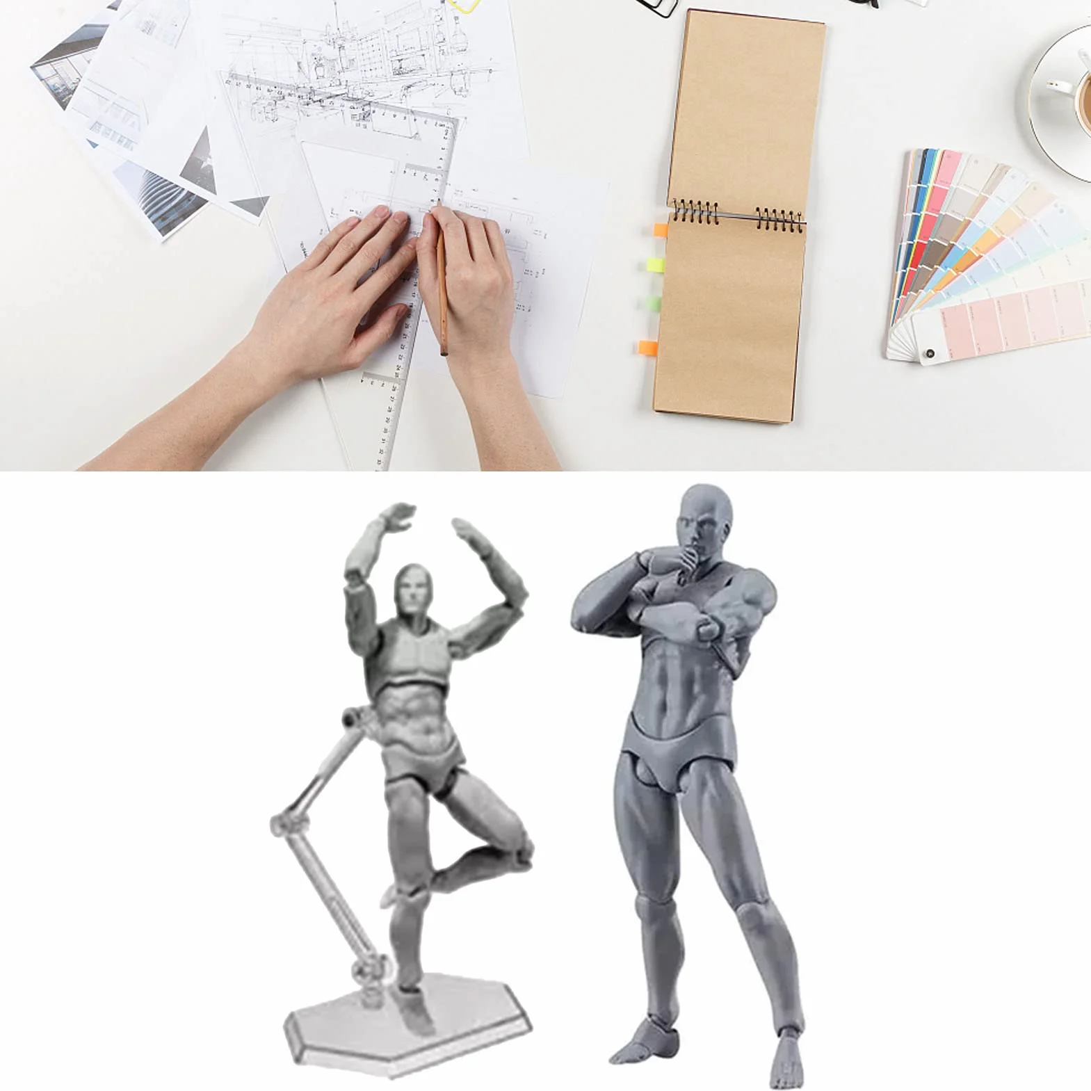 Acouto Manichino Posizionabile Schizzi Mobili per Disegno Pittura Supporto Decorazione Scrivania Casa Ufficio Grigio