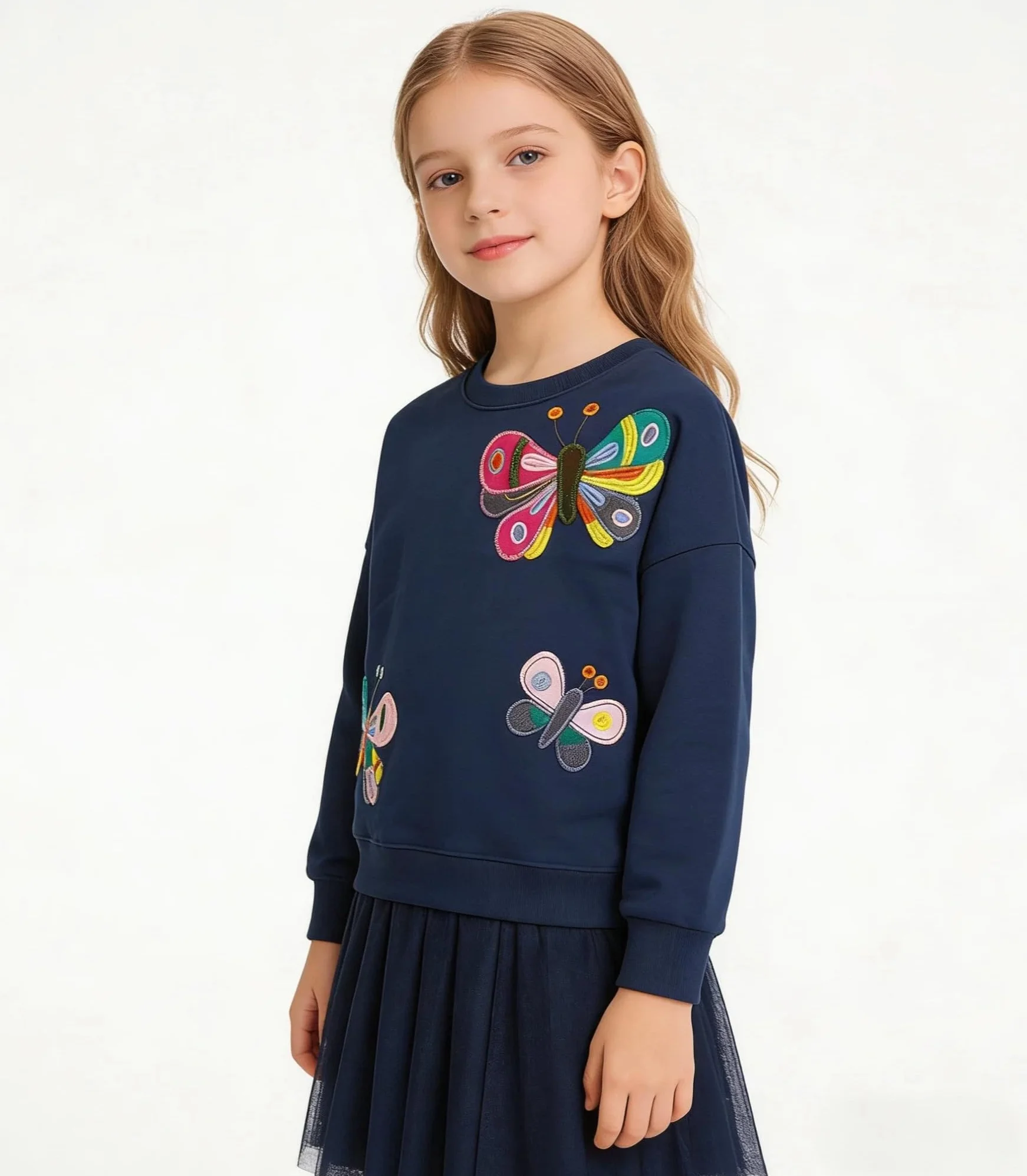 Felpa Bambina Cotone Maniche Lunghe Pullover Ragazza 2-10 Anni