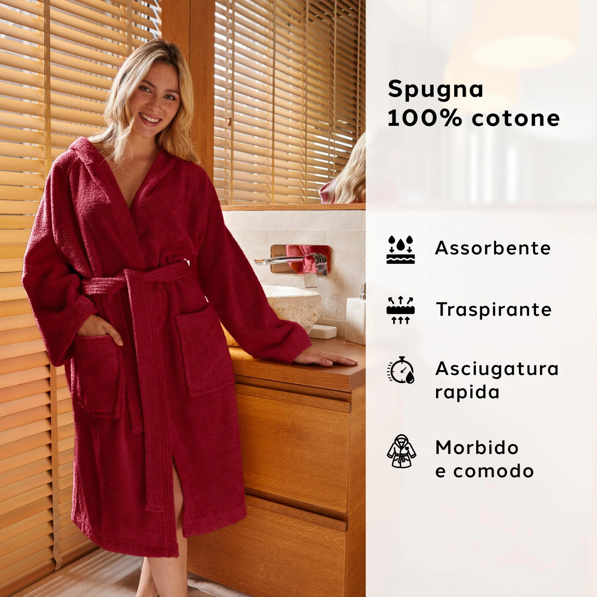 Caleffi - Accappatoio Uomo - Accappatoio Donna in Spugna di Cotone - Accappatoio Uomo Spugna Con Cappuccio - Accappatoio Piscina Palestra - Morbido e Assorbente, Asciugatura Rapida