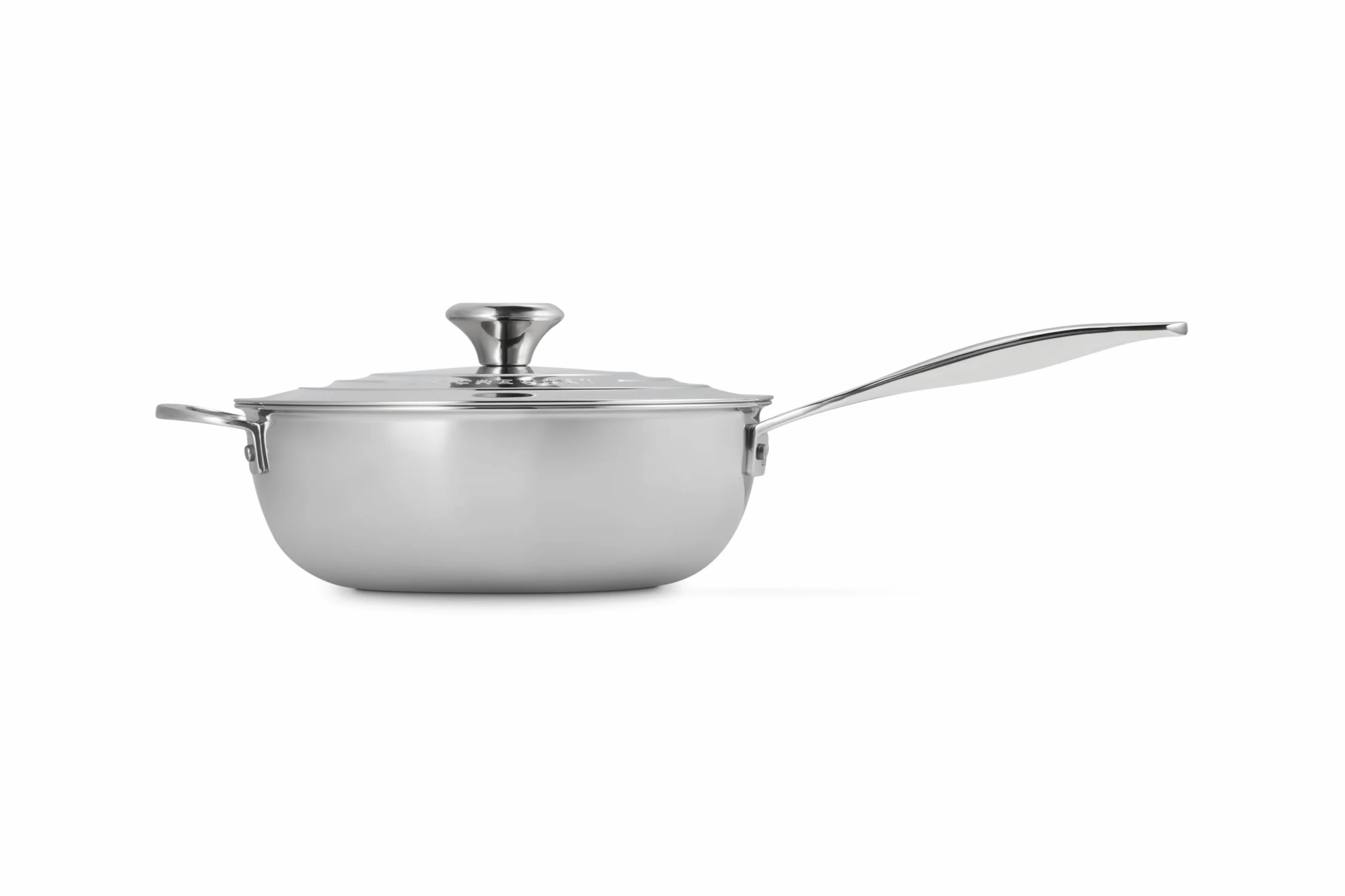 LE CREUSET Padella Dello Chef con Maniglia e Coperchio in Acciaio Inox, Interno Antiaderente, Diametro 24 cm, 96601424001700