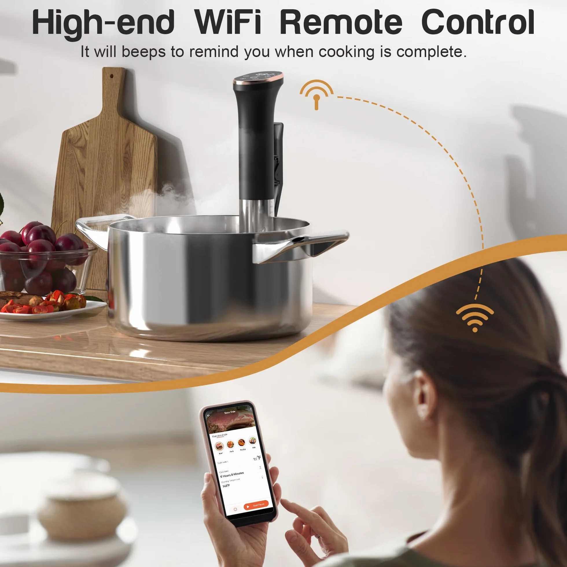 Karinear Sous Vide Roner 1400W 10-90℃ Acciaio Inox Professionale WIFI Cucina a Bassa Temperatura