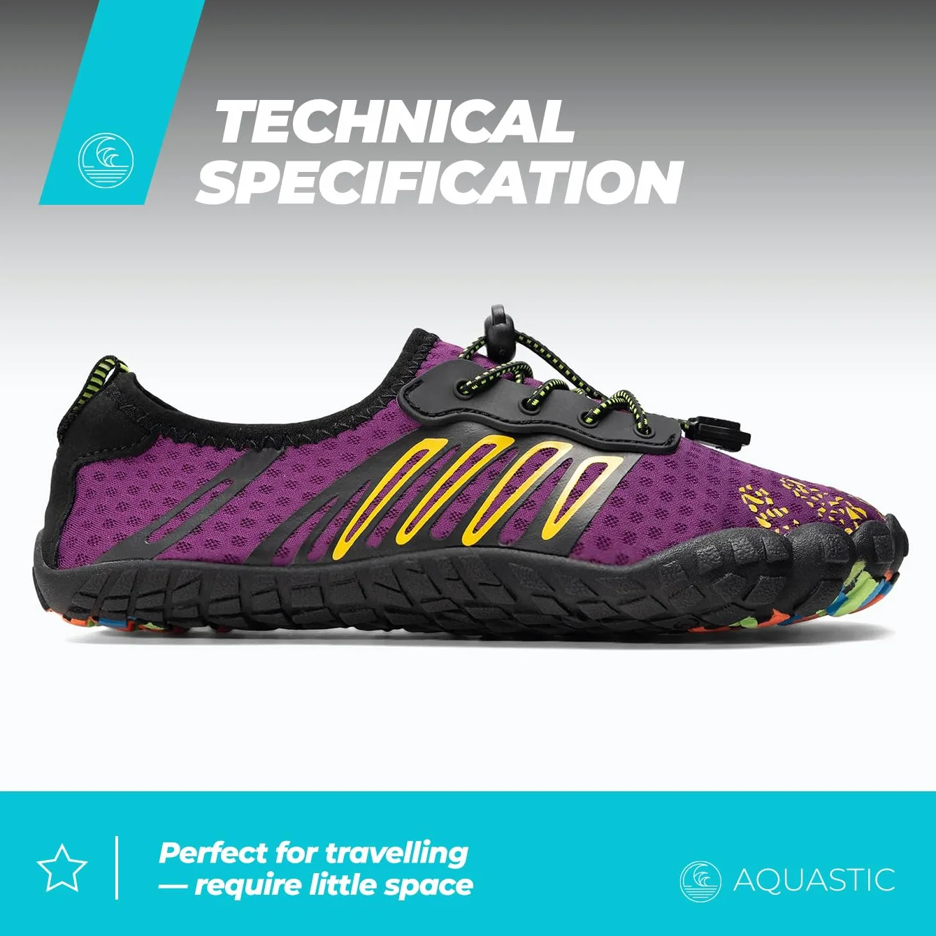 AQUASTIC Scarpe da Immersione Antiscivolo Suola Resistente Soletta Schiuma Eva 35-42 Viola Sport Acquatici Snorkeling