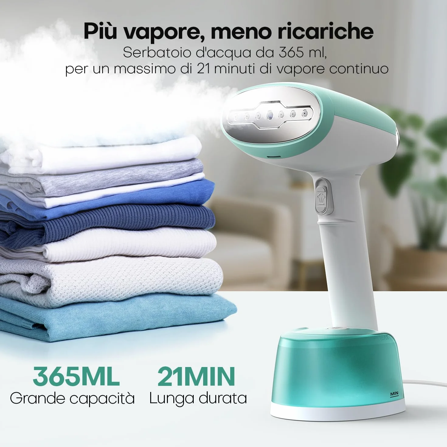 AROEVE Ferro da Stiro Verticale 1500W, Stiratore Verticale con Serbatoio 365ml, 2 Modalità Vapore, Vapore Continuo 30 g/min, Portatile per Casa