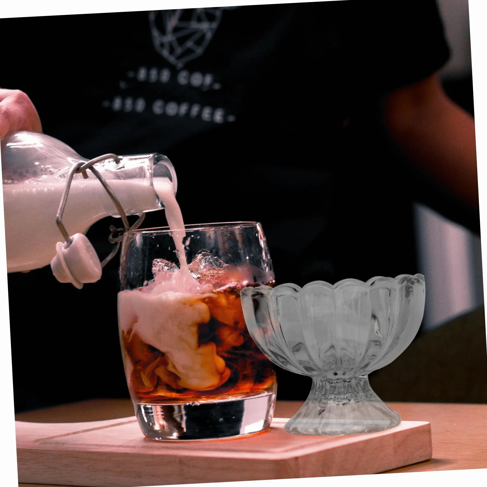 Amosfun Coppe da Gelato e Budino in Vetro a Forma di Loto, 150ml, Set da 5 Pezzi, Facili da Pulire, per Dessert e Presentazione