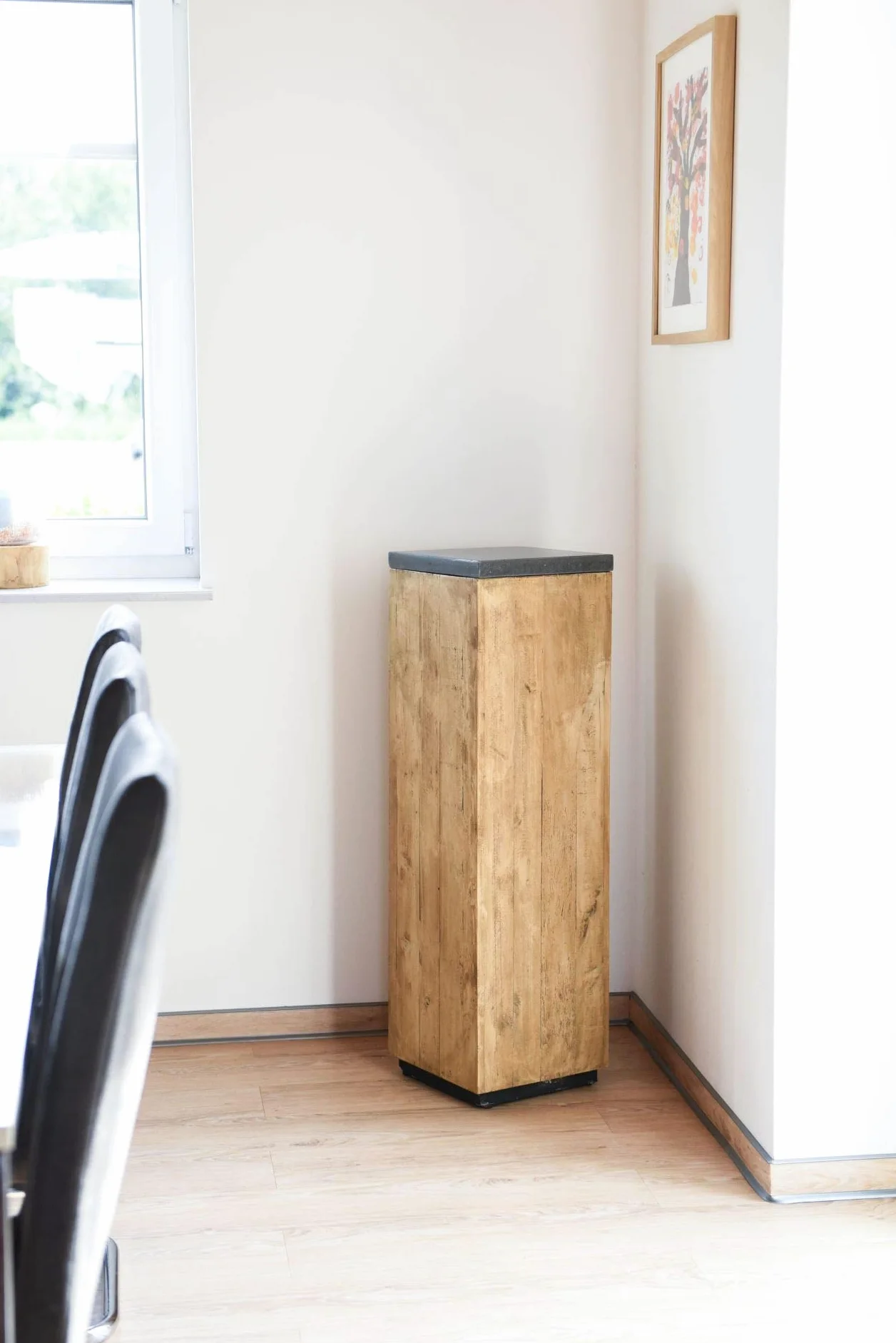VIVANNO Colonna decorativa per fiori in legno riciclato, alta 100 cm, marrone