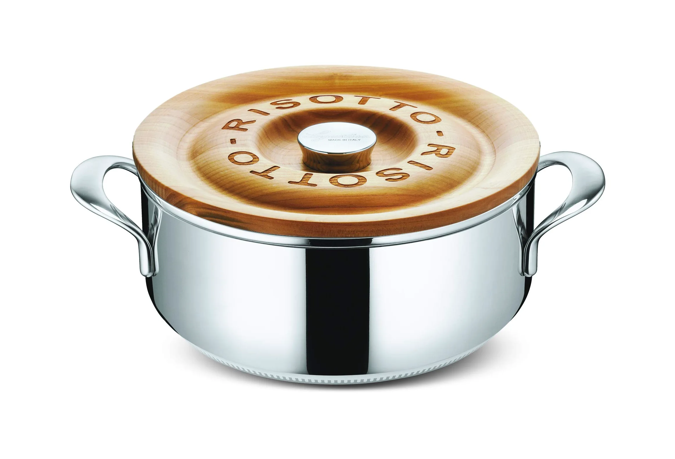 Lagostina Patrimonio Risottiera Lagofusion, acciaio inox 18/10 e legno, diametro 24 cm
