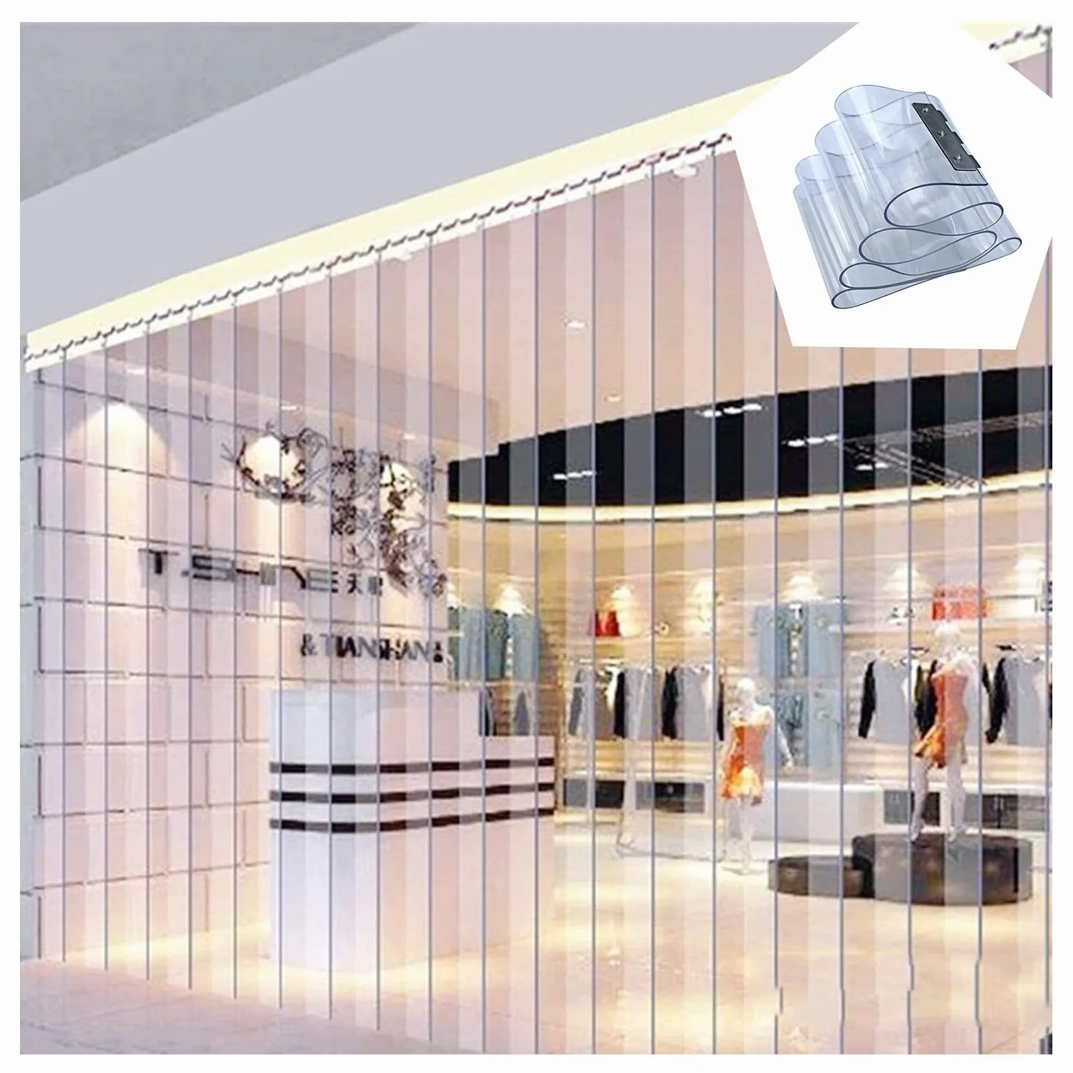 Tenda a Strisce in PVC Strisce per Porte in Vinile Tenda a Strisce Industriale Tende Verticali in PVC Tenda a Doghe per Supermercati, Magazzini (Size : 105x210cm/41.34x82.68in)