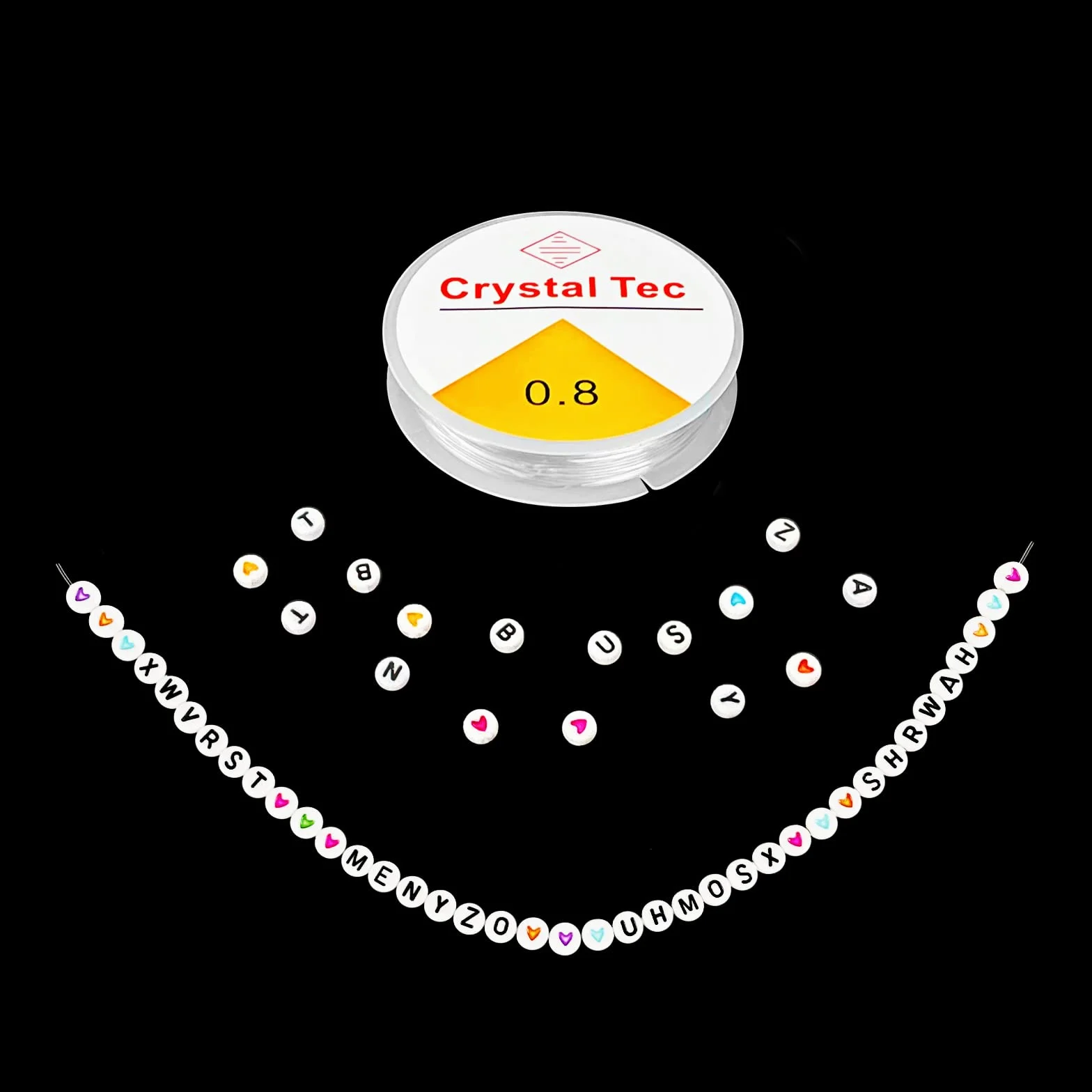 Perline per Braccialetti 1400 Pezzi 7 x 4 mm, A-Z Bianca Lettere Alfabeto Colorate Cuore Beads con 2 Elastic Thread