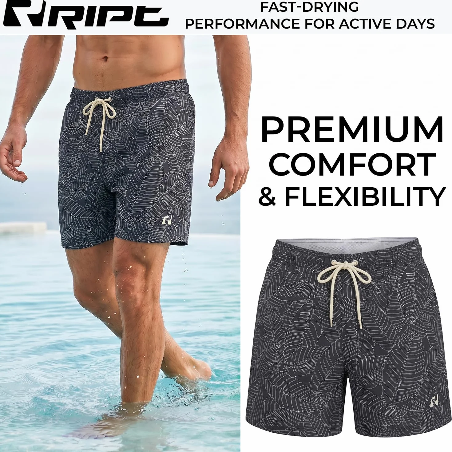 RIPT Performance Pantaloncini da Bagno Uomo Ad Asciugatura Rapida Protezione Solare UV 50